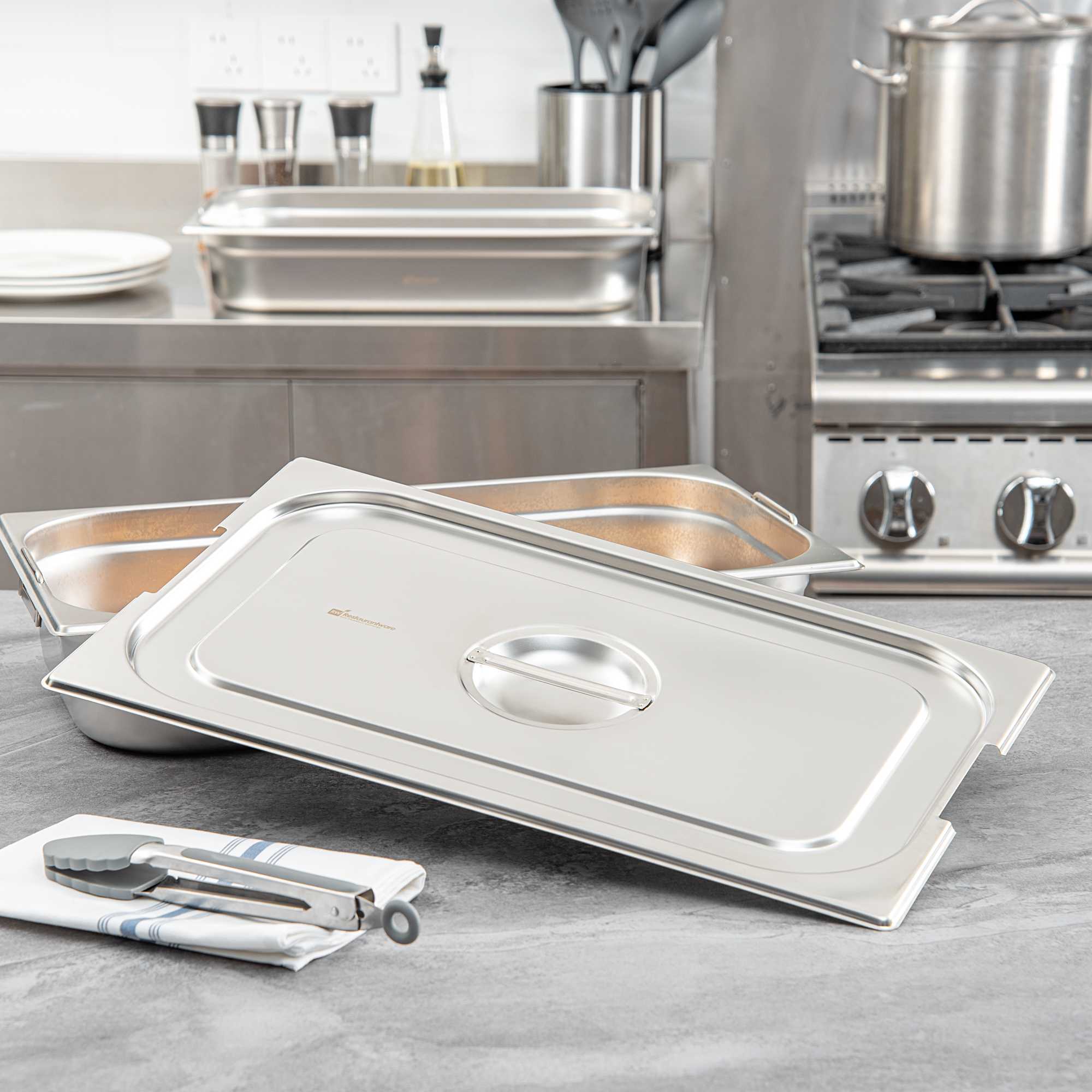Met Lux Rectangle Stainless Steel Lid - Fits Full Size Steam Table Pan - 1 count box