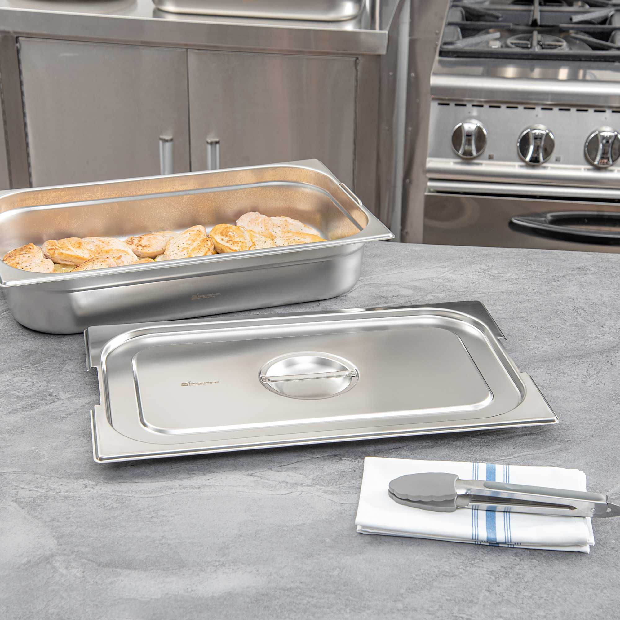 Met Lux Rectangle Stainless Steel Lid - Fits Full Size Steam Table Pan - 1 count box