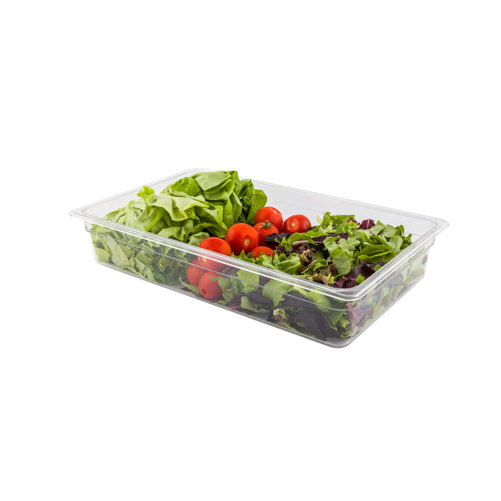 Met Lux Rectangle Clear Plastic Full Size Cold Food Storage Container - 4" Depth - 1 count box