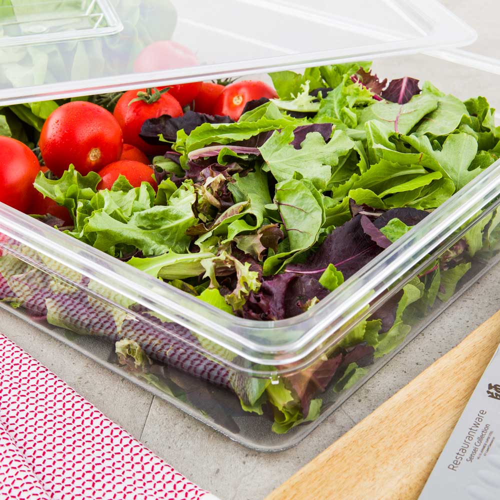 Met Lux Rectangle Clear Plastic Full Size Cold Food Storage Container - 4" Depth - 1 count box
