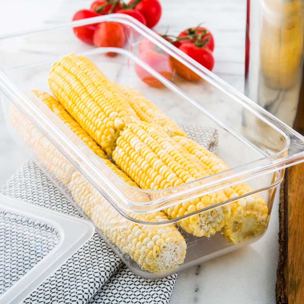 Met Lux Rectangle Clear Plastic 1/3 Size Cold Food Storage Container - 4" Depth - 10 count box