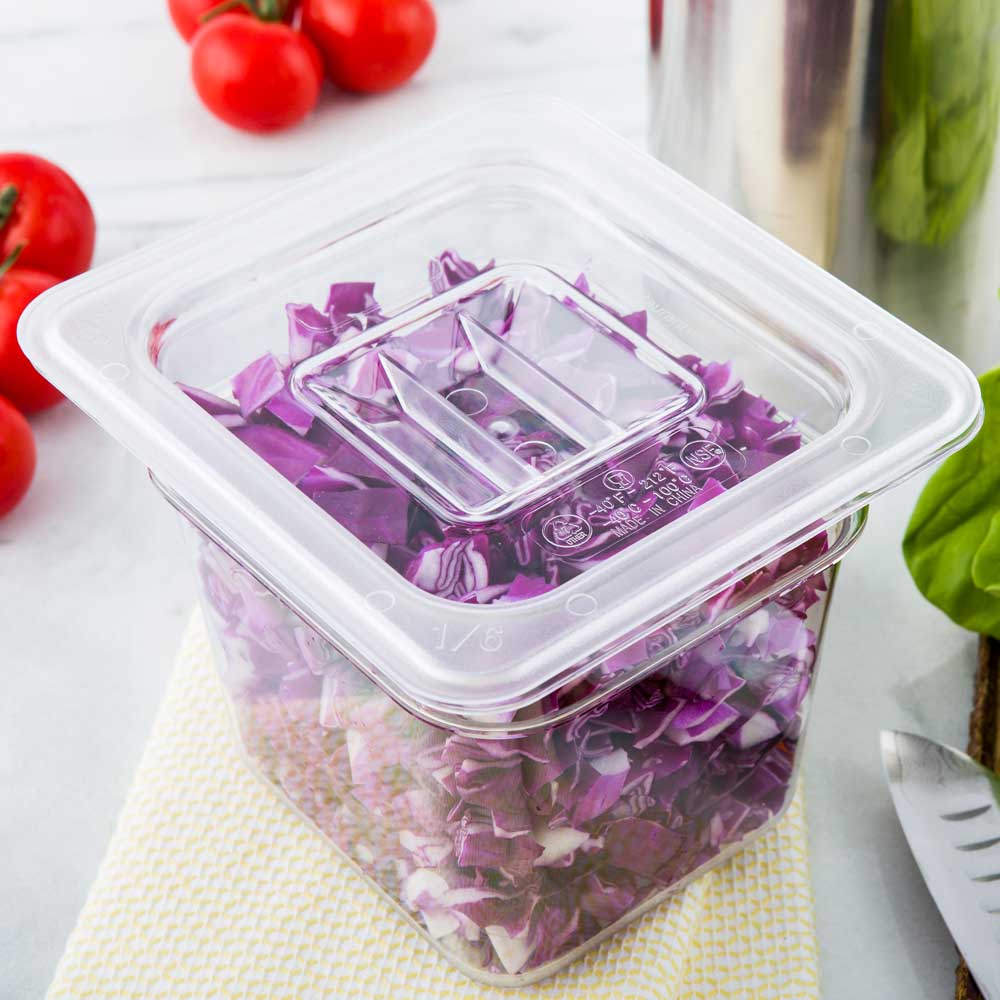 Met Lux Rectangle Clear Plastic Lid - Fits 1/6 Size Cold Food Storage Container - 10 count box