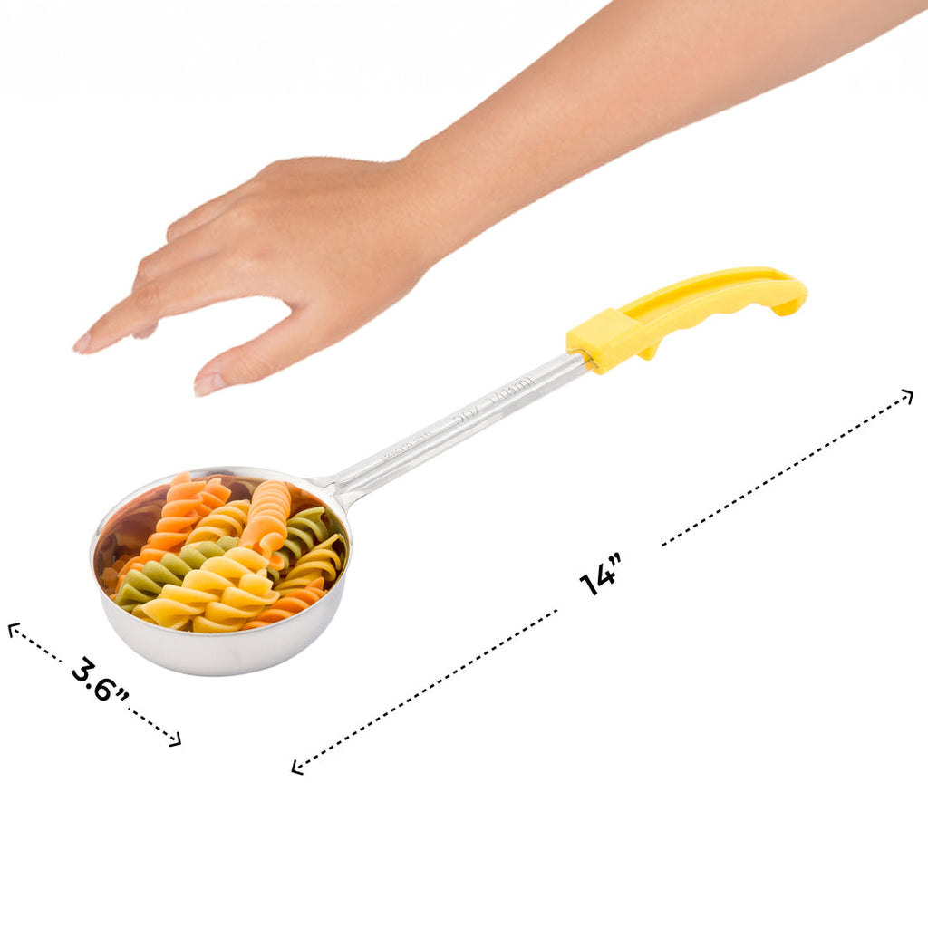 Met Lux 5 oz Stainless Steel Spoodle - Perforated, with Yellow Handle - 1 count box