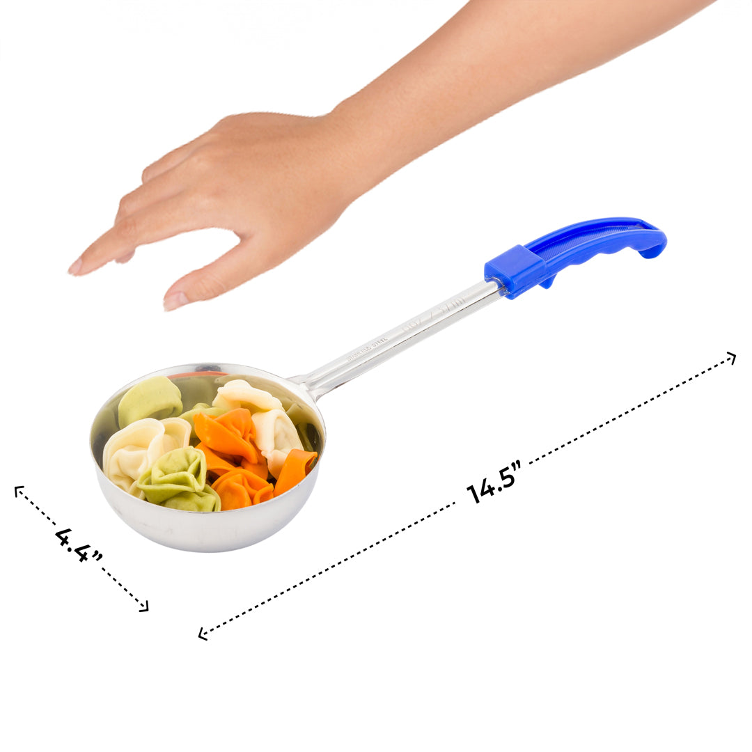 Met Lux 8 oz Stainless Steel Spoodle - Perforated, with Blue Handle - 1 count box