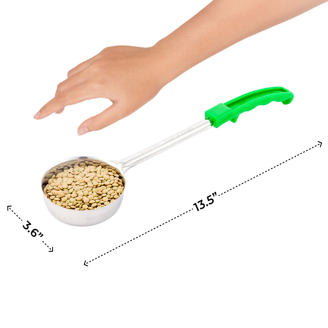 Met Lux 4 oz Stainless Steel Spoodle - Solid, with Green Handle - 1 count box