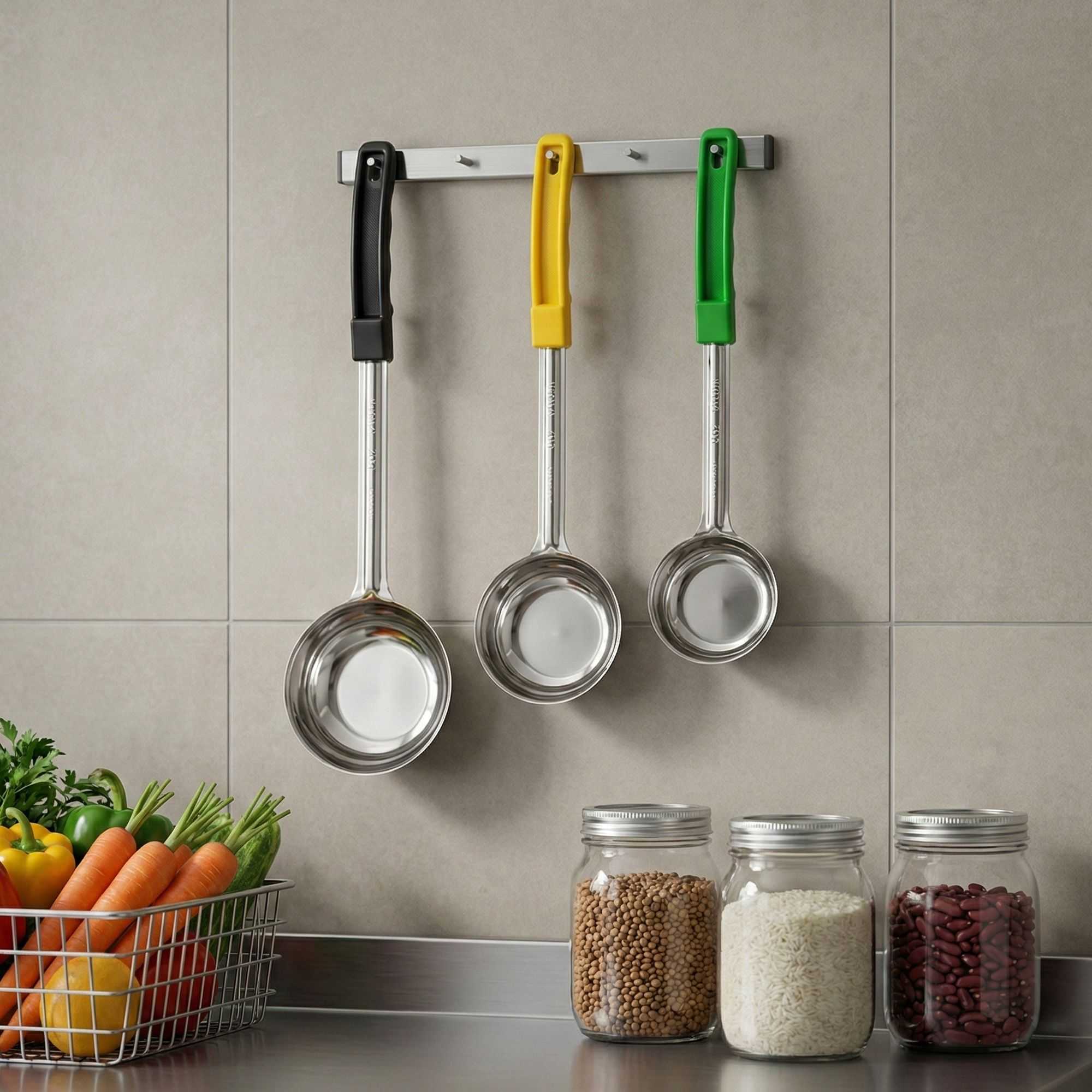 Met Lux 6 oz Stainless Steel Spoodle - Solid, with Black Handle - 1 count box