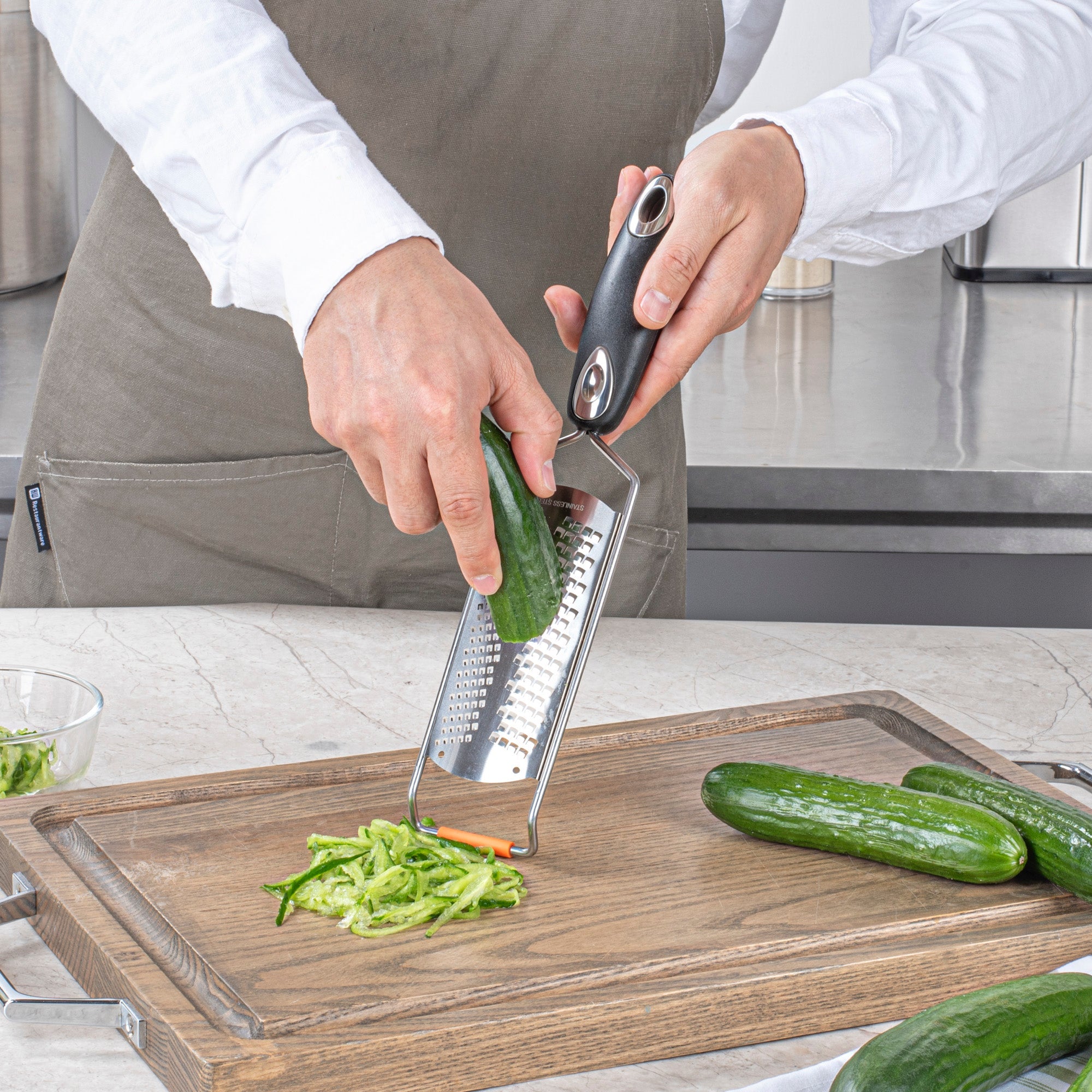 Met Lux Stainless Steel Fine Grater - with Plastic Handle - 12" - 1 count box