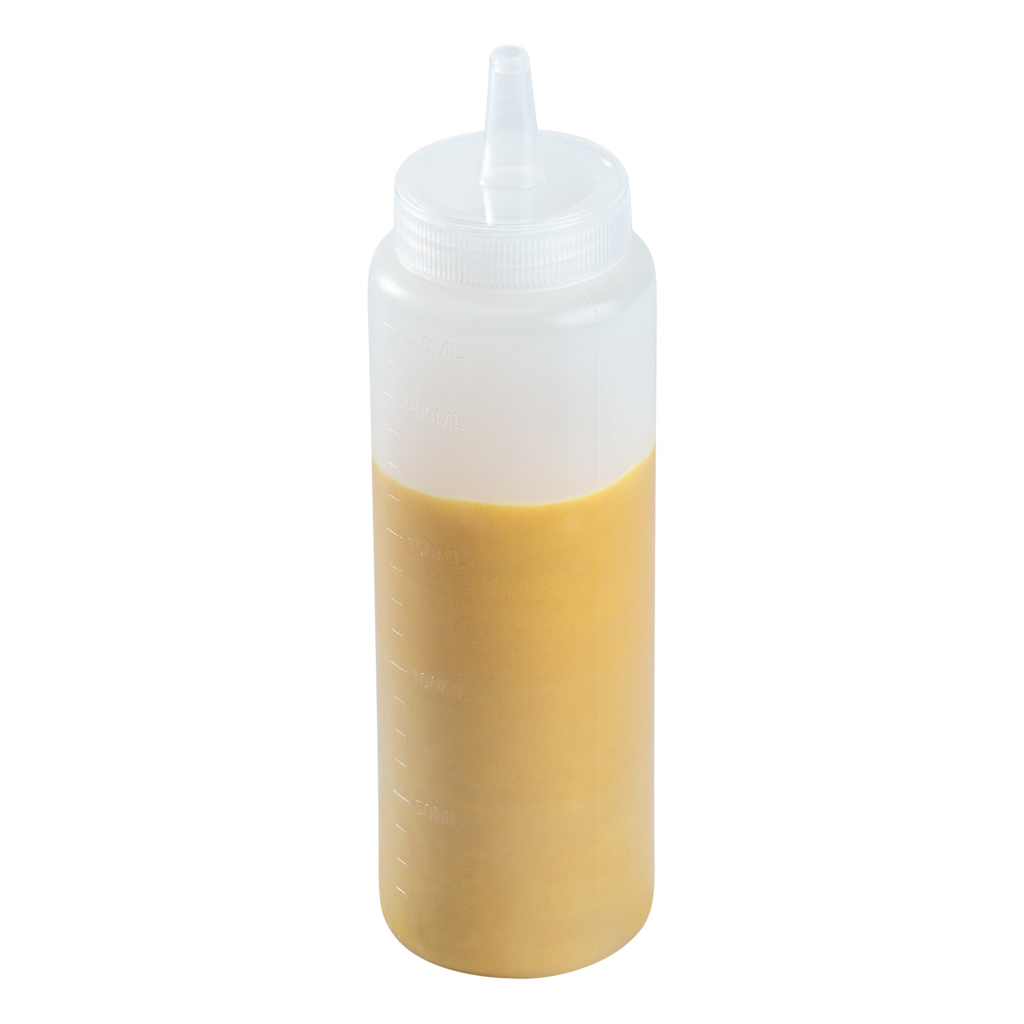 Sauce Tek 8 oz Clear Plastic Squeeze Bottle - Precision Tip - 2" x 2" x 7" - 6 count box