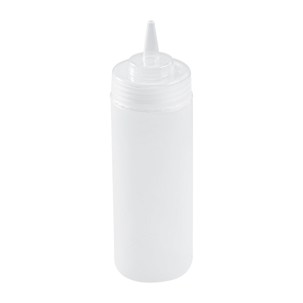 Sauce Tek 12 oz Clear Plastic Squeeze Bottle - Precision Tip - 2 1/4" x 2 1/4" x 8" - 1 count box