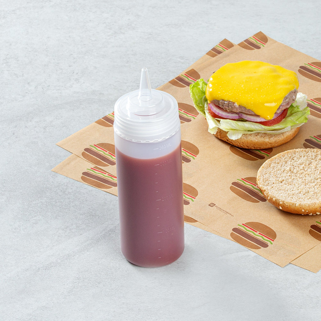 Sauce Tek 12 oz Clear Plastic Squeeze Bottle - Precision Tip - 2 1/4" x 2 1/4" x 8" - 1 count box