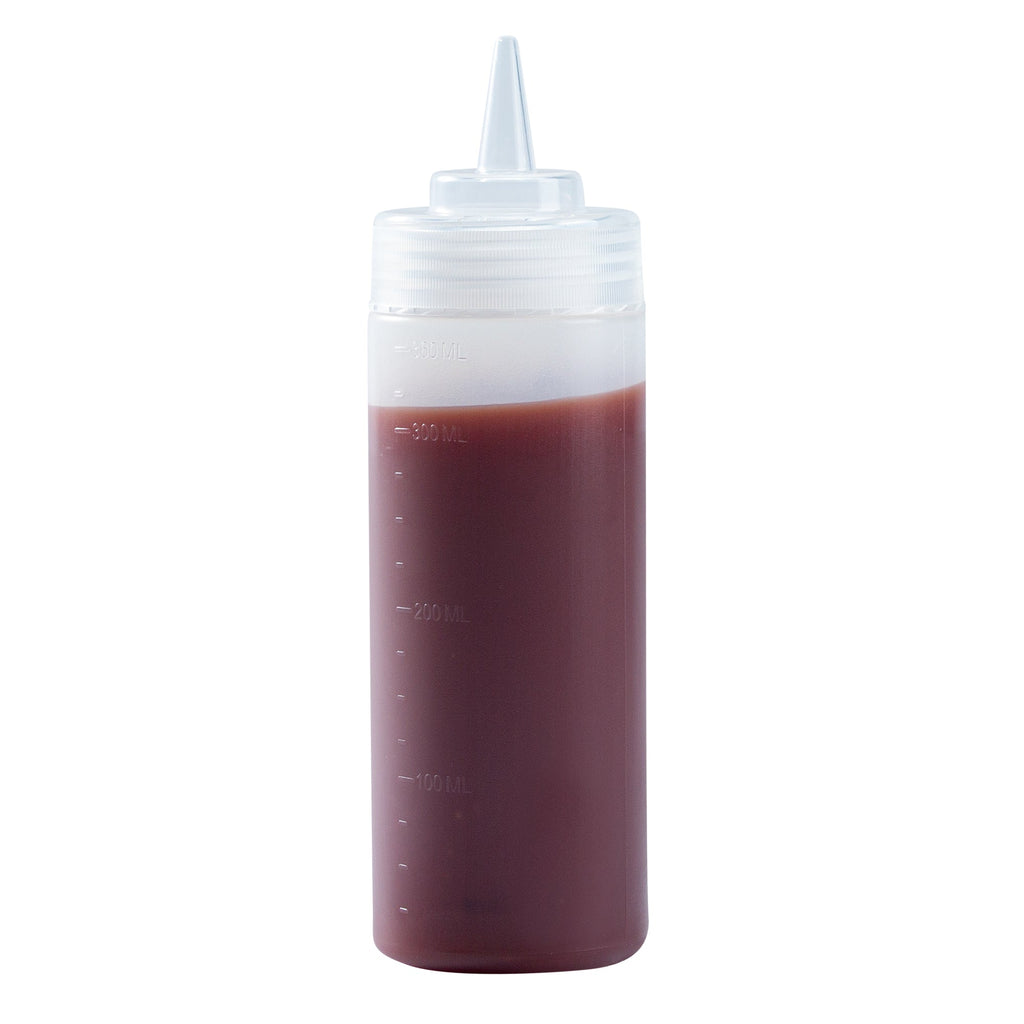 Sauce Tek 12 oz Clear Plastic Squeeze Bottle - Precision Tip - 2 1/4" x 2 1/4" x 8" - 1 count box