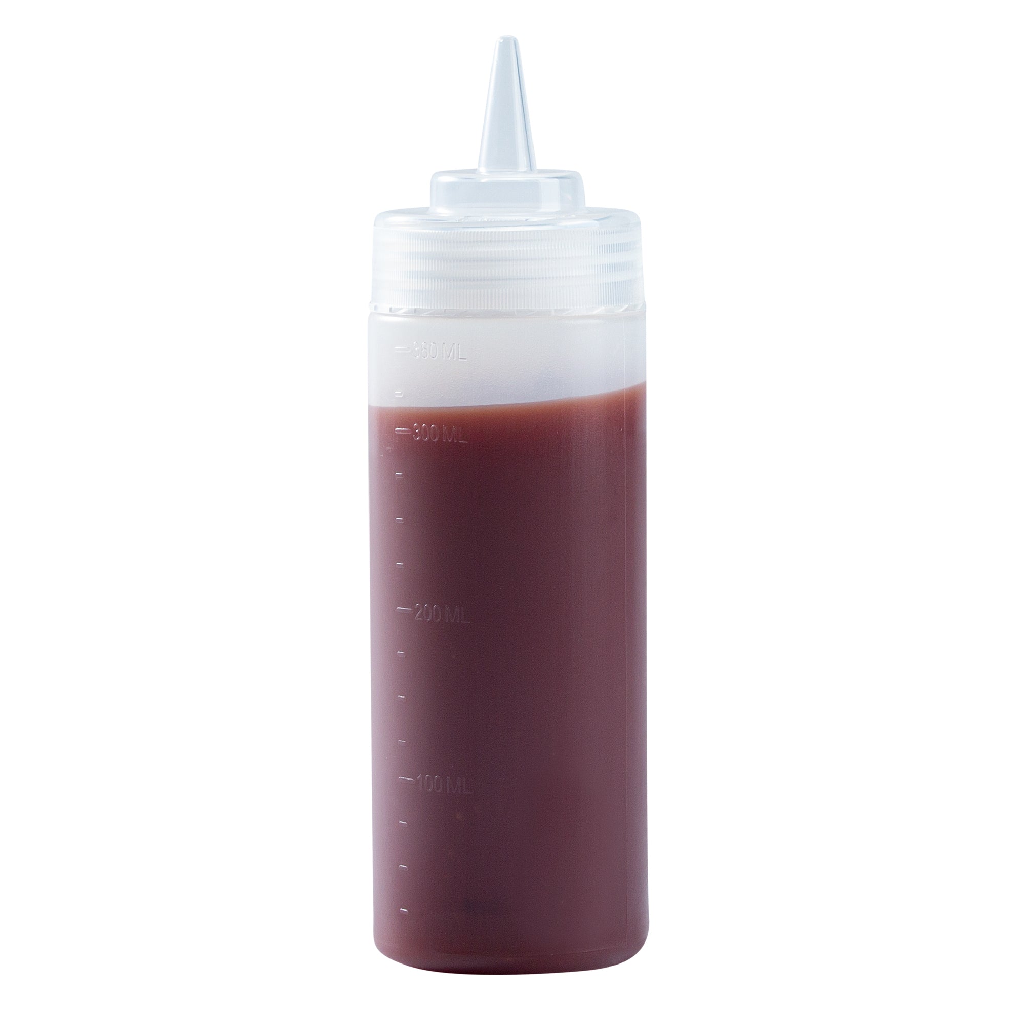 Sauce Tek 12 oz Clear Plastic Squeeze Bottle - Precision Tip - 2 1/4" x 2 1/4" x 8" - 1 count box