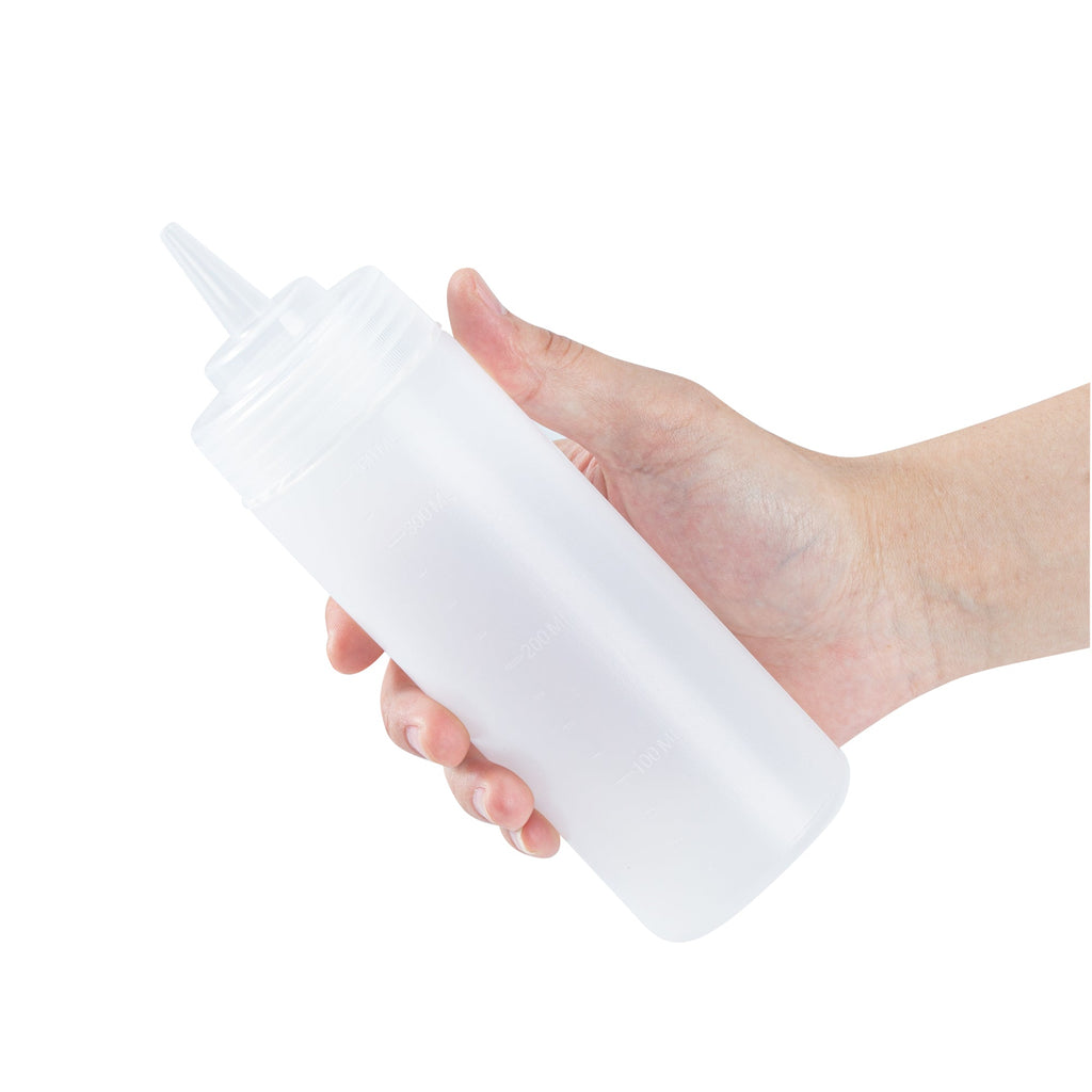 Sauce Tek 12 oz Clear Plastic Squeeze Bottle - Precision Tip - 2 1/4" x 2 1/4" x 8" - 1 count box