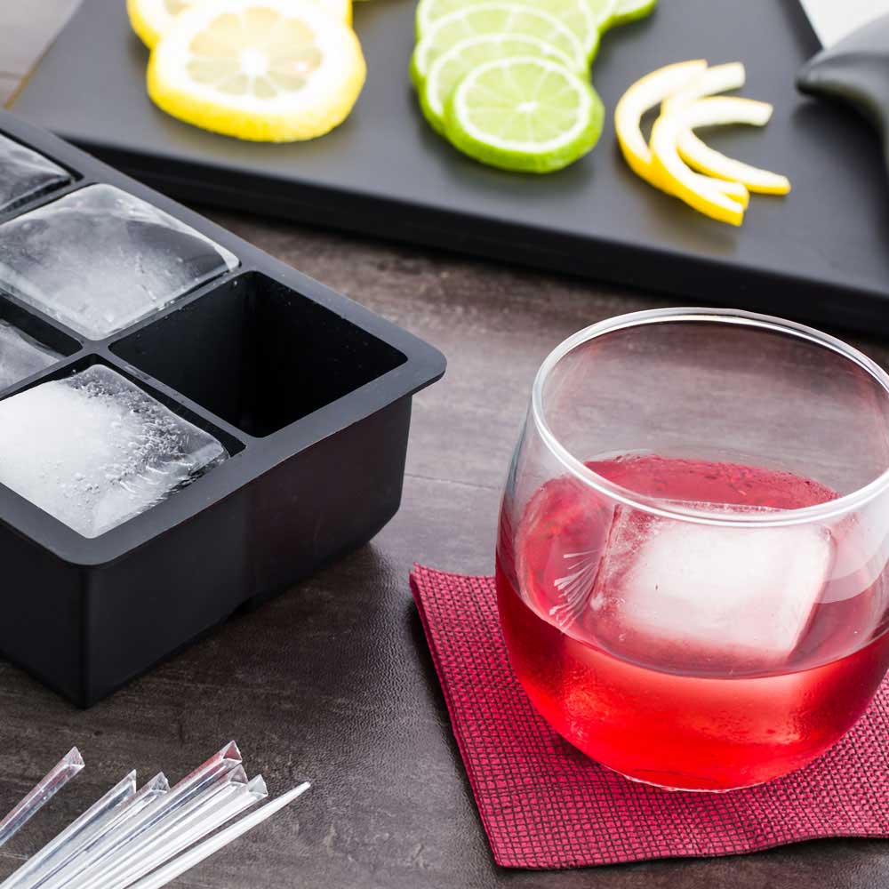 Bar Lux Black Silicone Ice Mold - 2" Cube, 6 Compartments - 1 count box