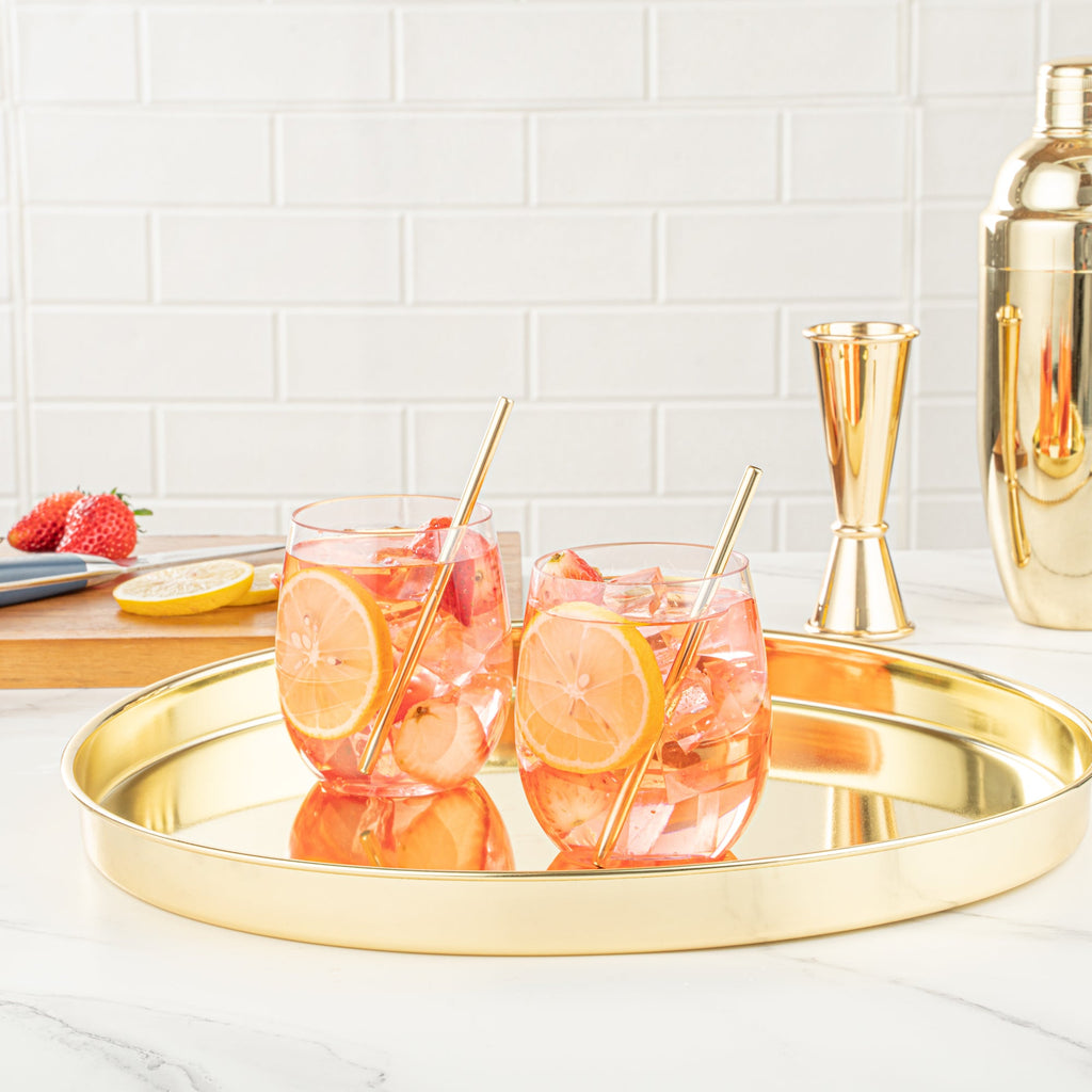 Bar Lux Gold-Plated Stainless Steel Straw - 5" - 2 count box