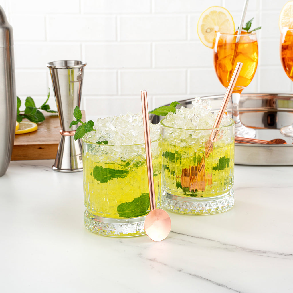Bar Lux Copper-Plated Stainless Steel Julep Spoon Straw - 5" - 2 count box