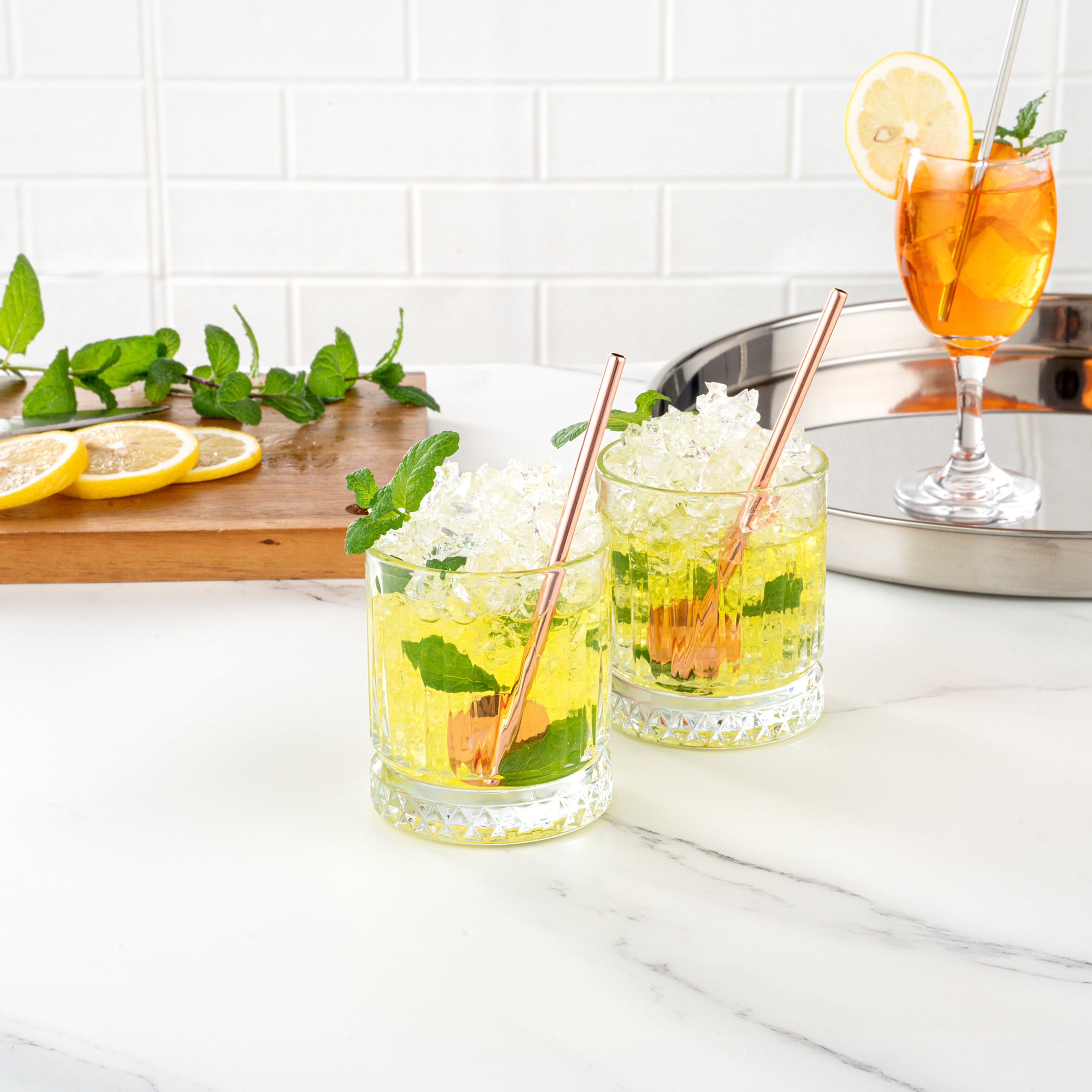Bar Lux Copper-Plated Stainless Steel Julep Spoon Straw - 5" - 2 count box