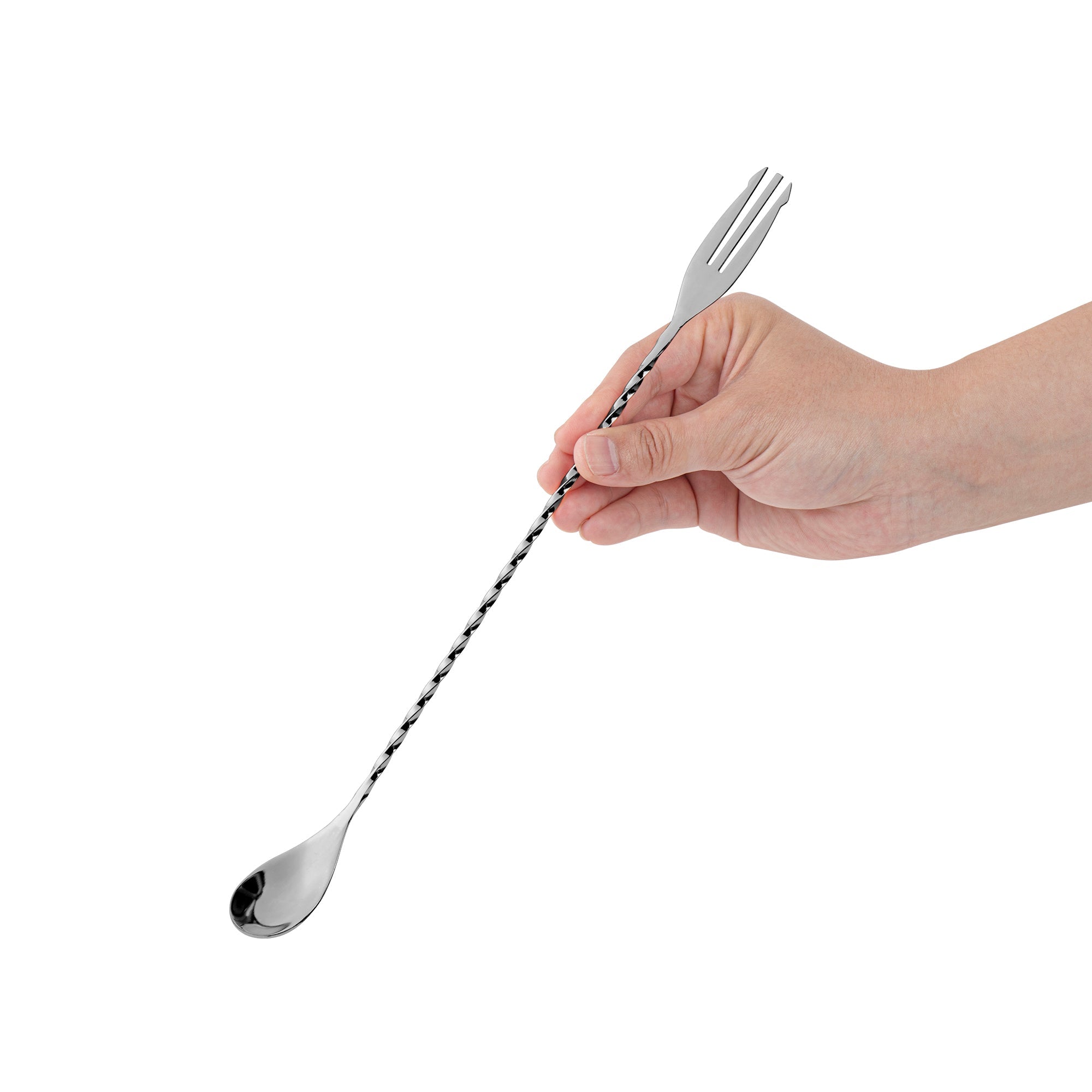 Bar Lux Black-Plated Stainless Steel Trident Barspoon - 12" - 1 count box