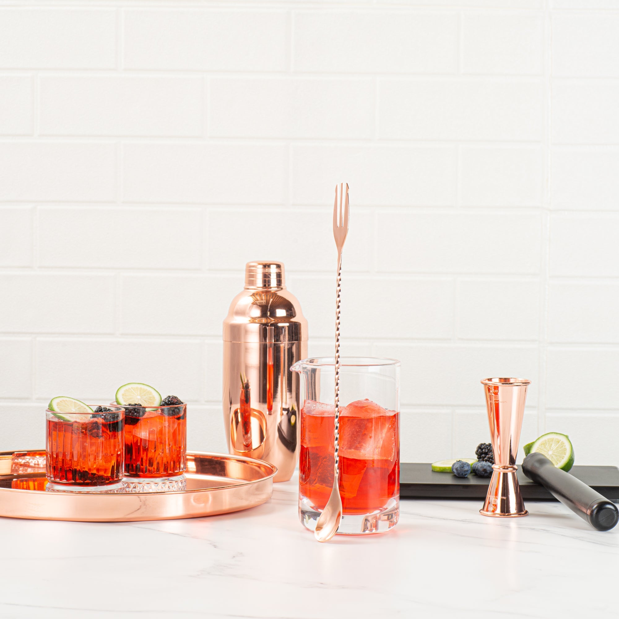 Bar Lux Copper-Plated Stainless Steel Trident Barspoon - 12" - 1 count box