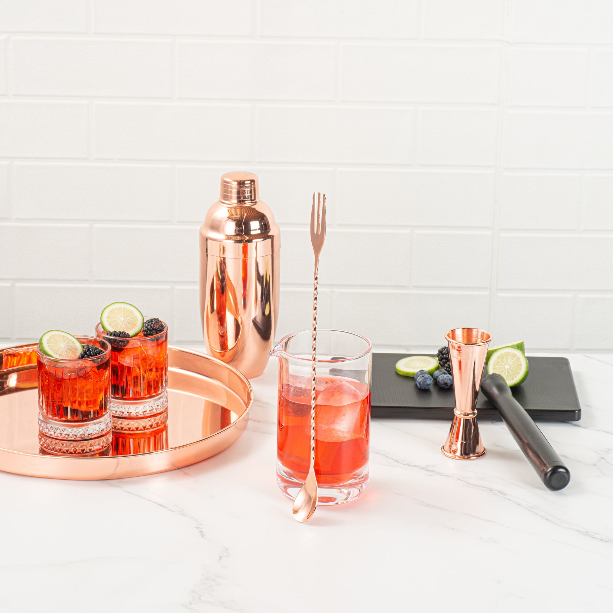 Bar Lux Copper-Plated Stainless Steel Trident Barspoon - 12" - 1 count box