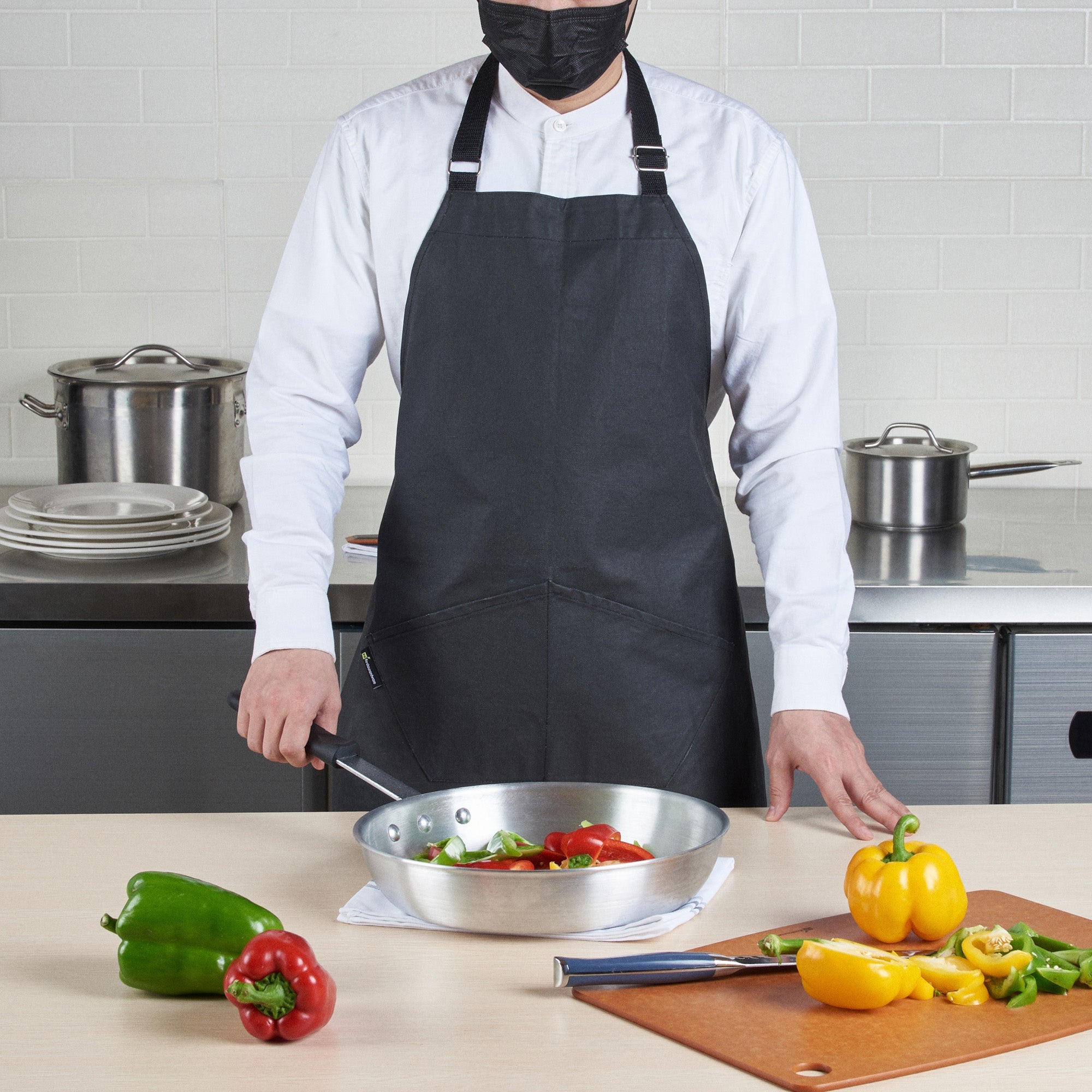 RW Threads Black Cotton Cooking Apron - Flame Retardant - 32" x 26" - 1 count box