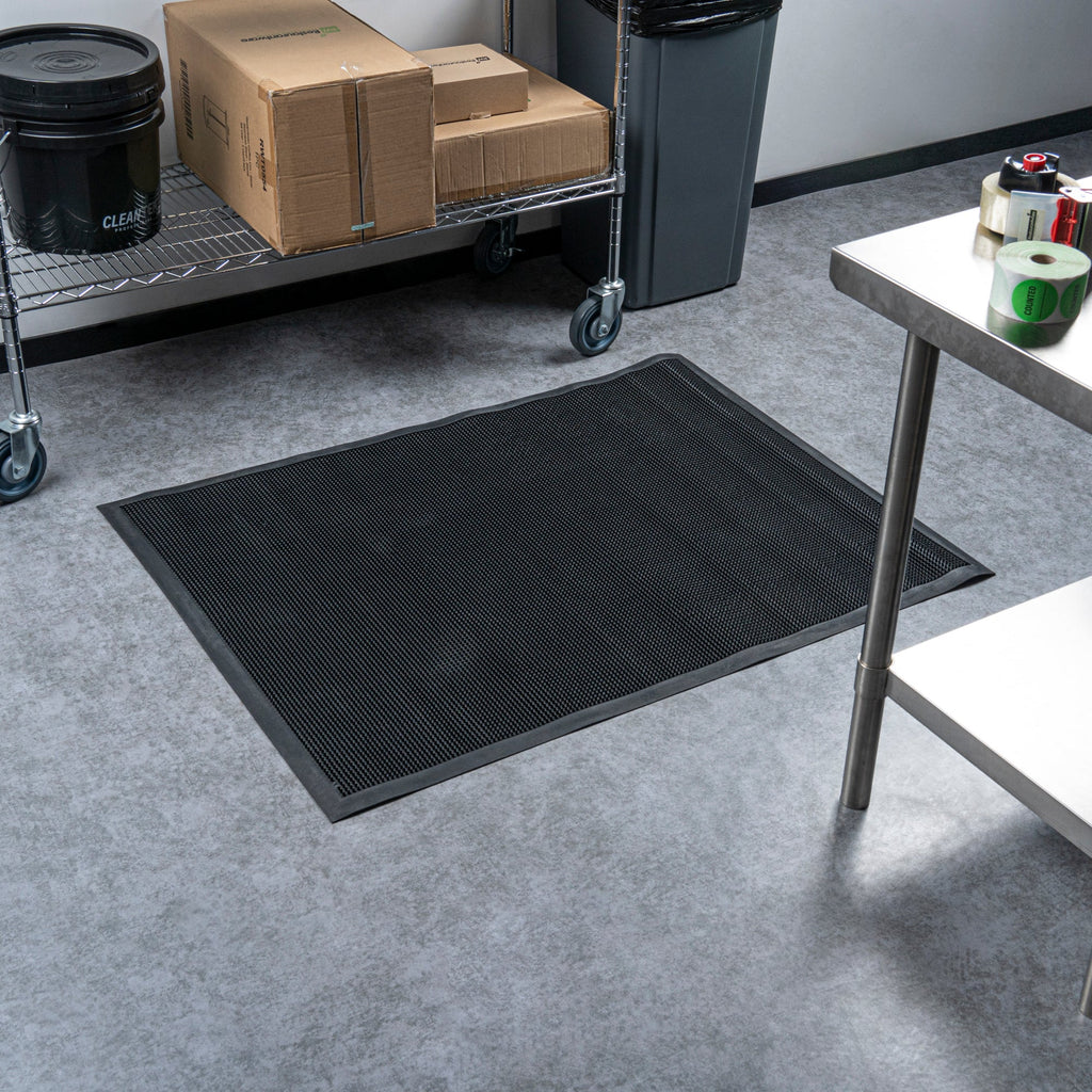 Comfy Feet Black Rubber Floor Mat - Non-Slip - 48" x 36" - 1 count box
