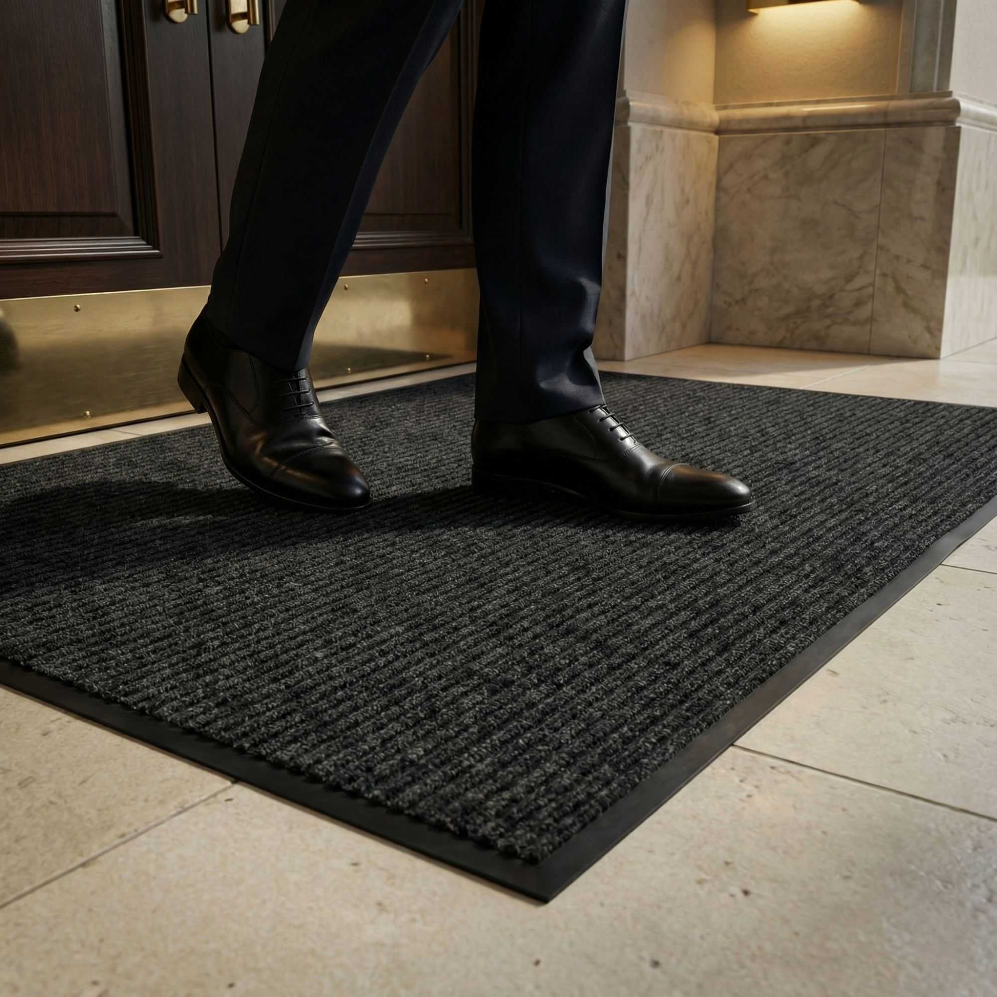 Comfy Feet Black Carpet Floor Mat - Ribbed - 60" x 36" - 1 count box