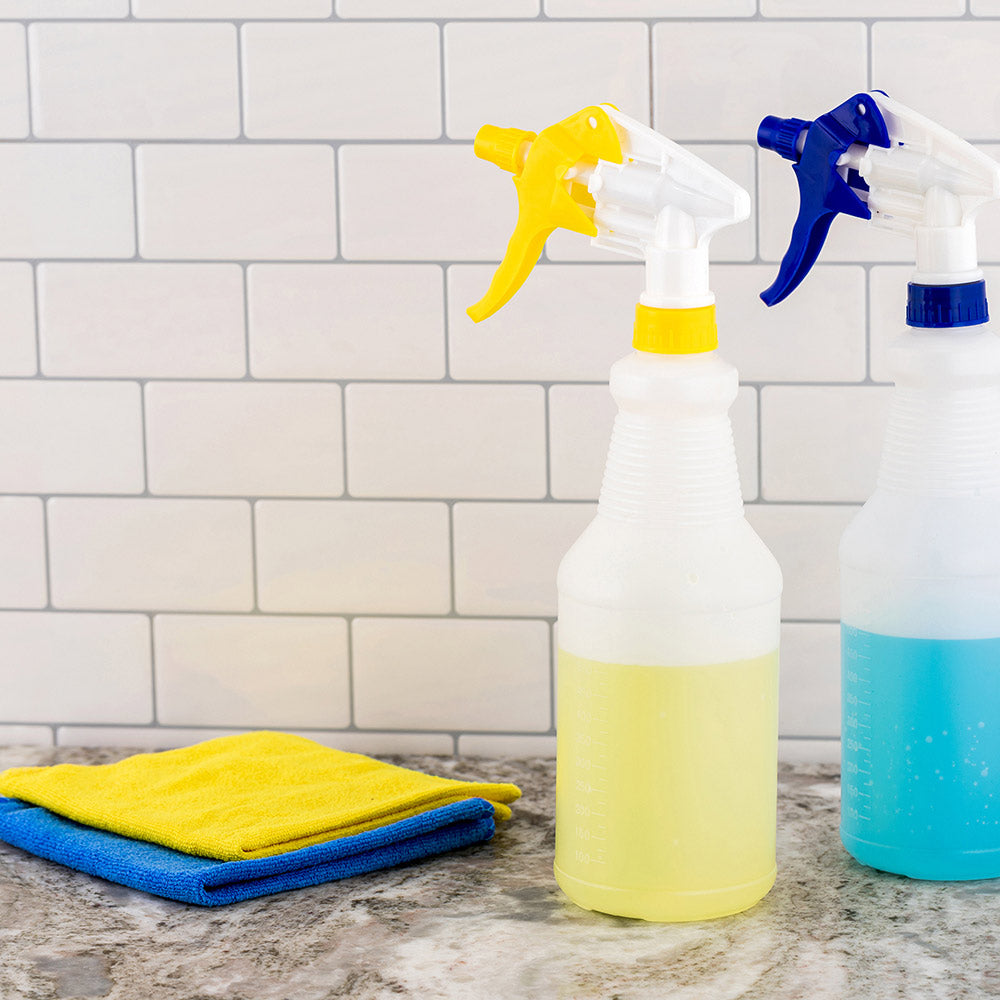 RW Clean 25 oz Yellow Plastic Spray Bottle - Adjustable Nozzle - 1 count box