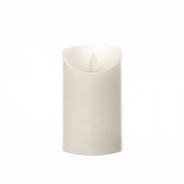 Fire Tek White Plastic Flameless Pillar Candle - Real Wax, Programmable - 3" x 3" x 5" - 10 count box