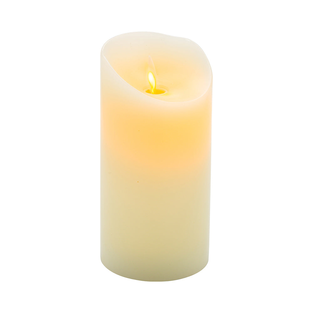 Fire Tek Ivory Plastic Flameless Pillar Candle - Real Wax, Programmable - 3" x 3" x 6" - 1 count box