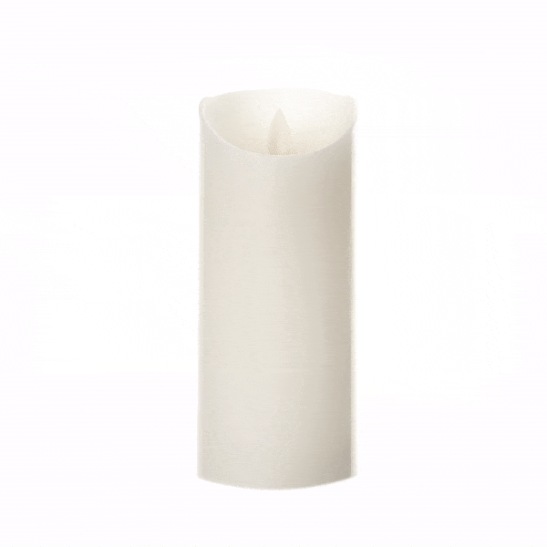 Fire Tek White Plastic Flameless Pillar Candle - Real Wax, Programmable - 3" x 3" x 7" - 10 count box