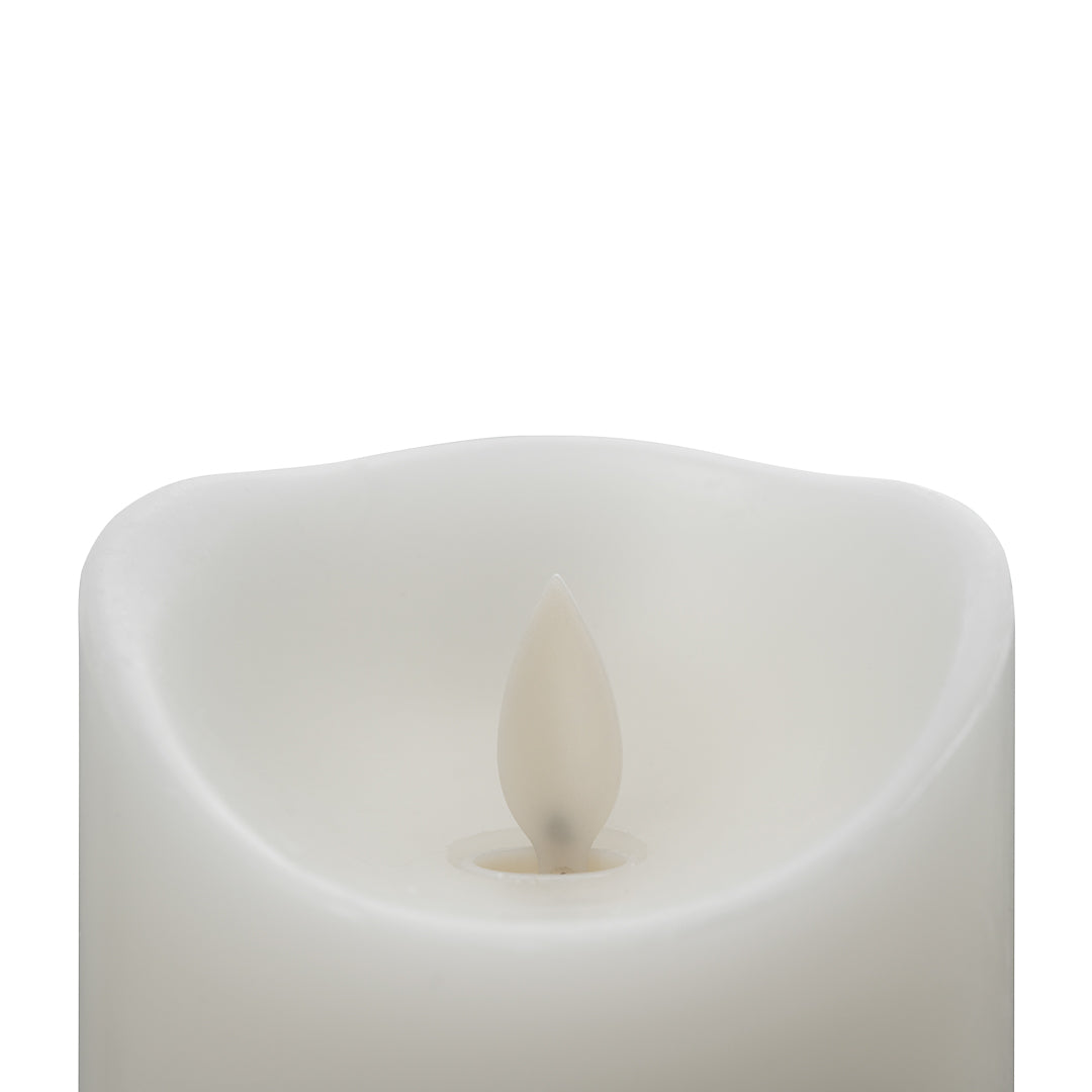 Fire Tek White Plastic Flameless Pillar Candle - Real Wax, Programmable - 3" x 3" x 7" - 10 count box