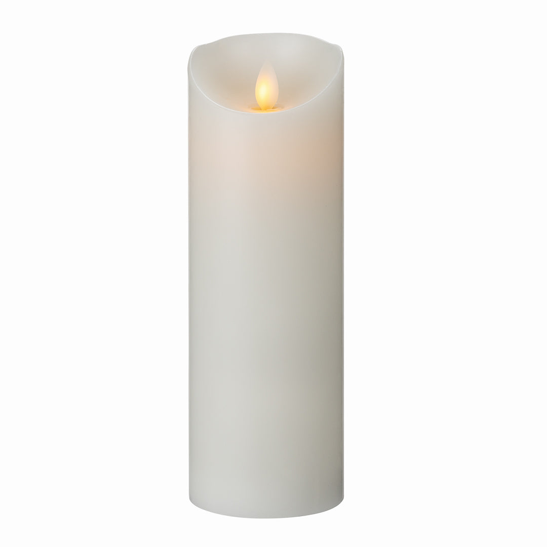 Fire Tek White Plastic Flameless Pillar Candle - Real Wax, Programmable - 3" x 3" x 8 3/4" - 1 count box