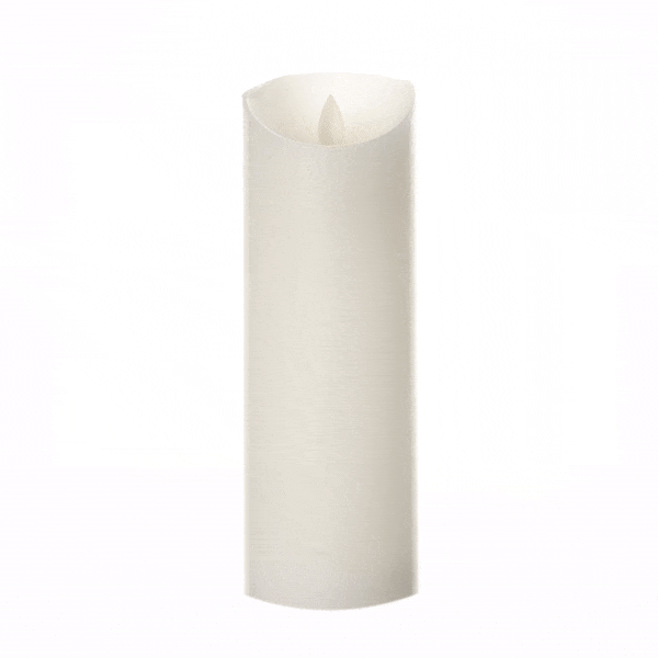 Fire Tek White Plastic Flameless Pillar Candle - Real Wax, Programmable - 3" x 3" x 8 3/4" - 10 count box
