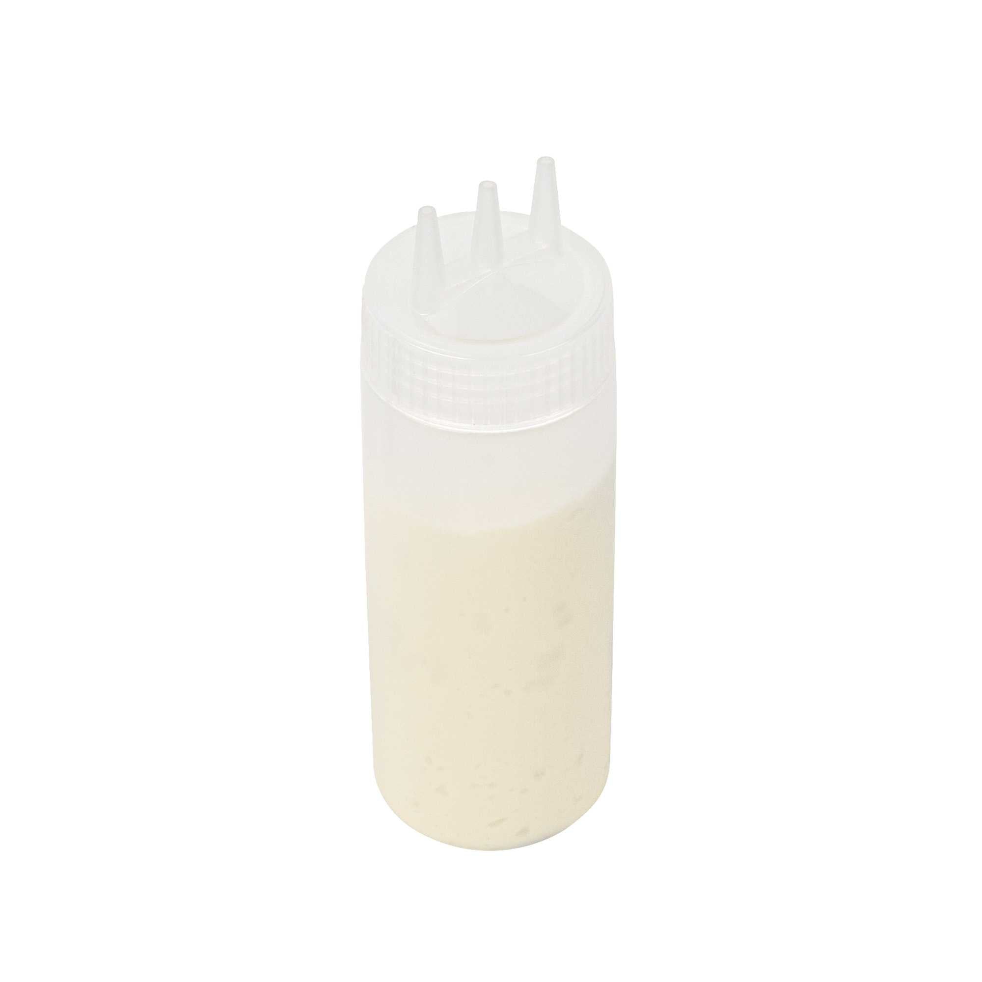 Sauce Tek 12 oz Clear Plastic All-Purpose Squeeze Bottle - with Triple Dispersion Tip - 6 count box