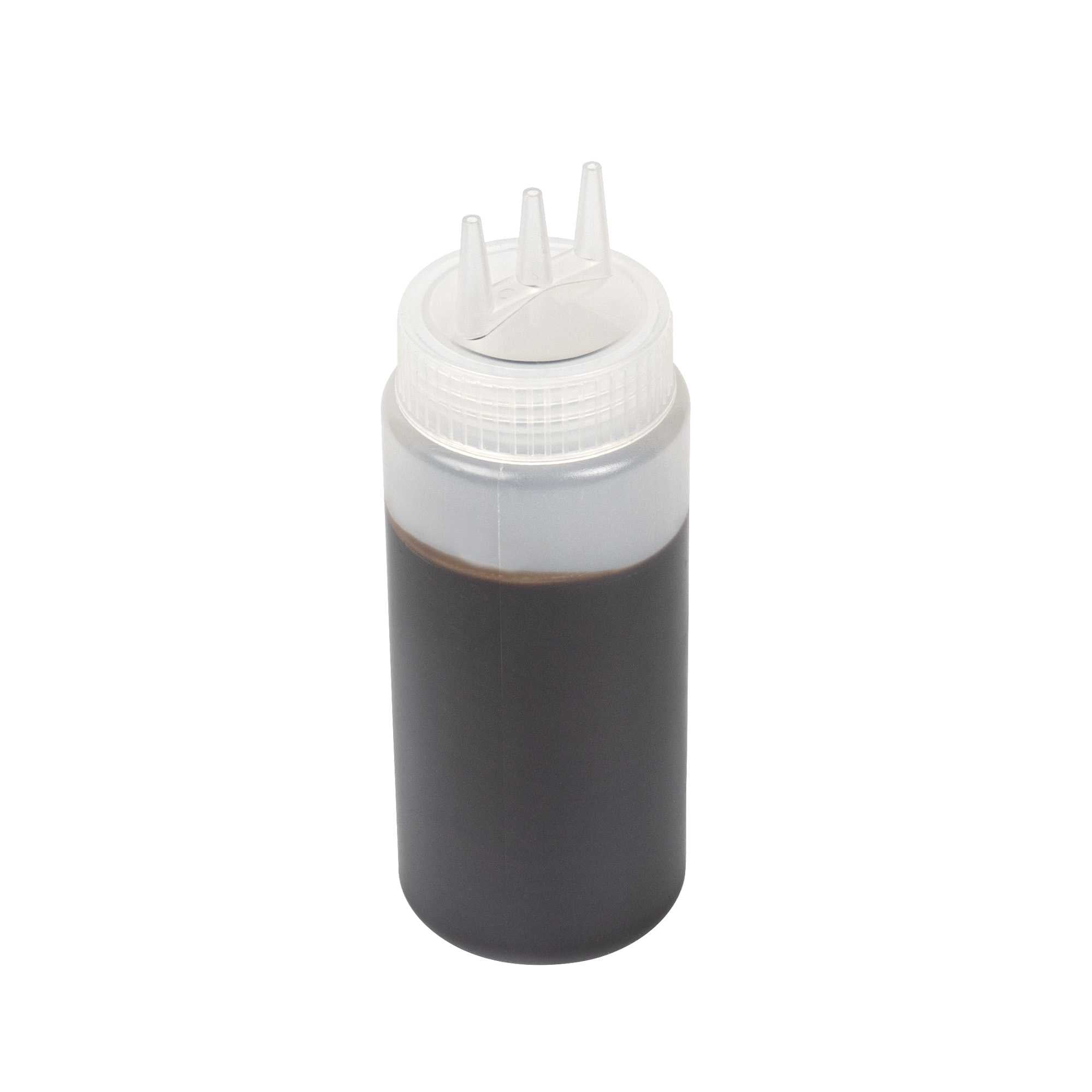 Sauce Tek 16 oz Clear Plastic All-Purpose Squeeze Bottle - with Triple Dispersion Tip - 6 count box