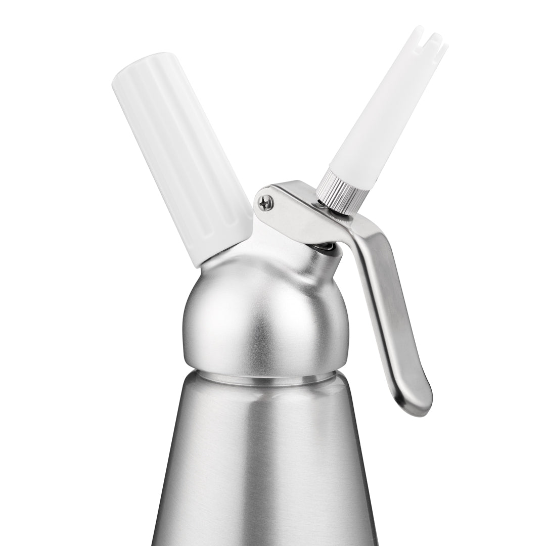 Whip Tek 1L Aluminum Whipped Cream Dispenser - with 3 Plastic Decorator Tips - 1 count box
