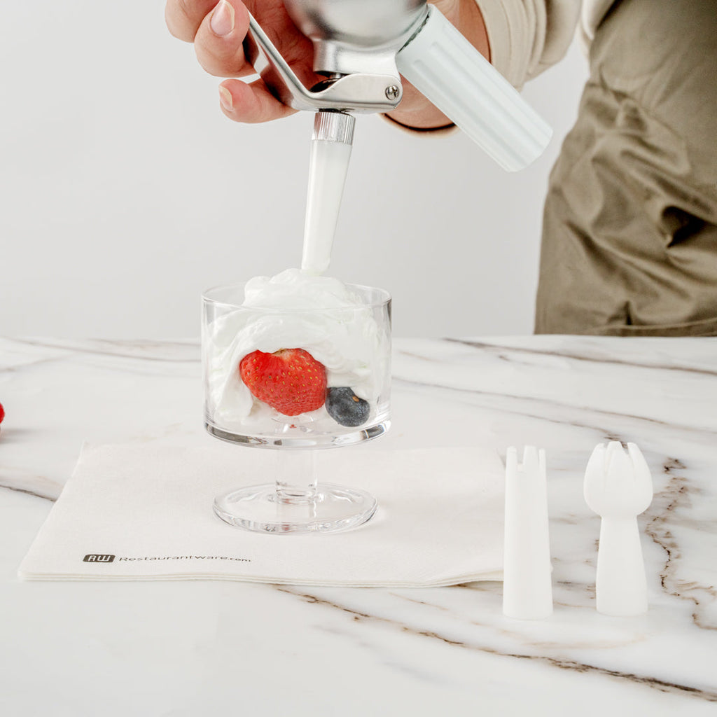 Whip Tek 1L Aluminum Whipped Cream Dispenser - with 3 Plastic Decorator Tips - 1 count box