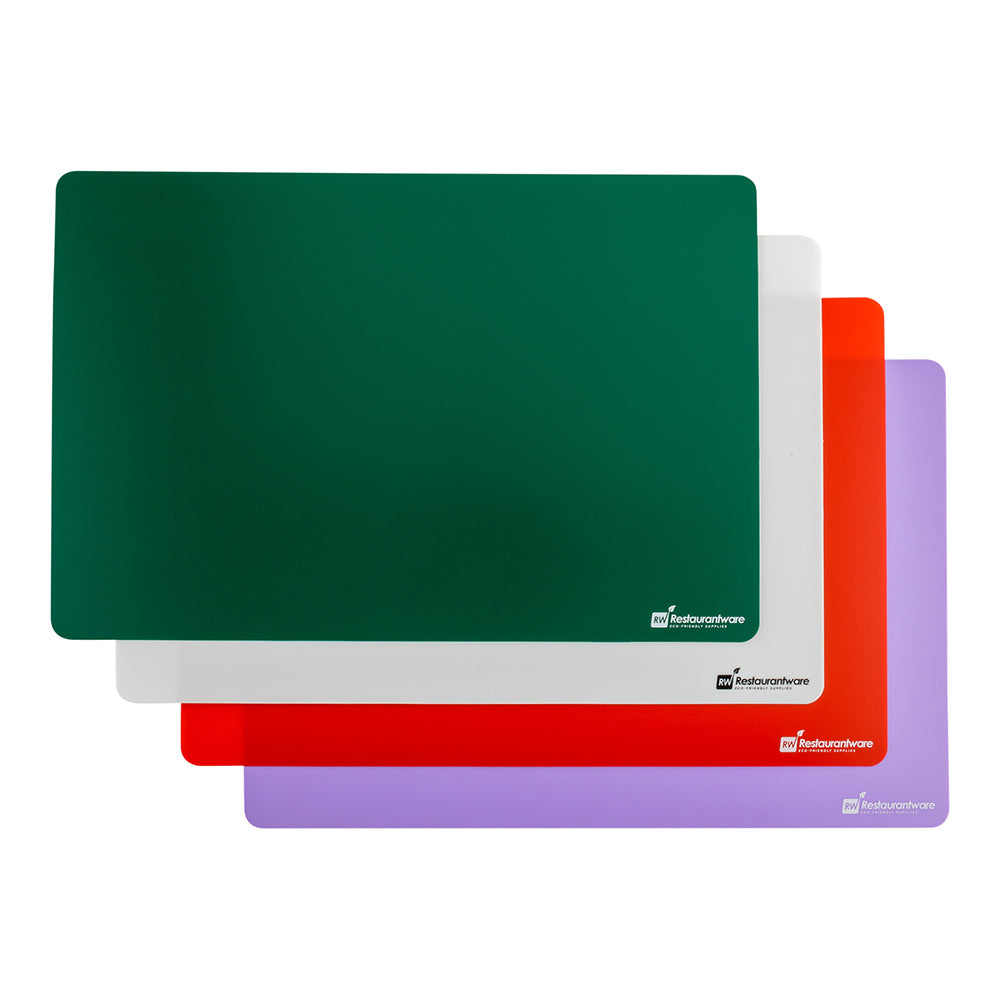 Chef 101 Rectangle Assorted Plastic Flexible Cutting Board / Chopping Mat Set - Includes 4 Mats - 18" x 12" - 1 count box