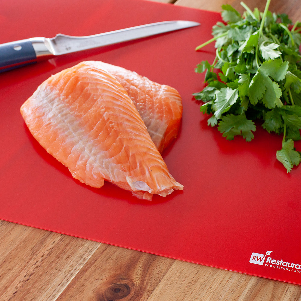 Chef 101 Rectangle Assorted Plastic Flexible Cutting Board / Chopping Mat Set - Includes 4 Mats - 18" x 12" - 1 count box