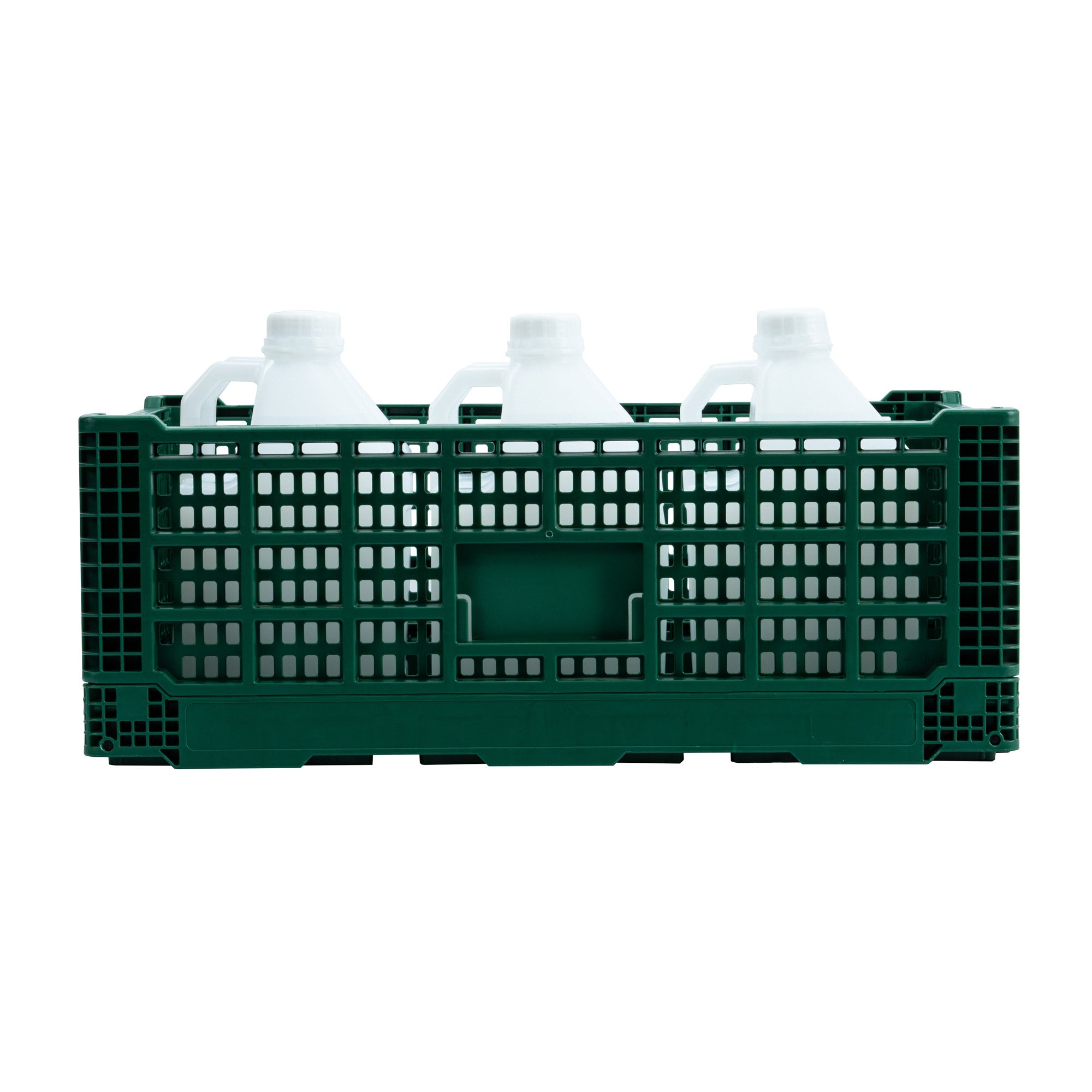 Cater Tek Rectangle Green Plastic 36L Collapsible Milk Crate - Stackable - 23 1/2" x 15 3/4" x 8 1/2" - 1 count box