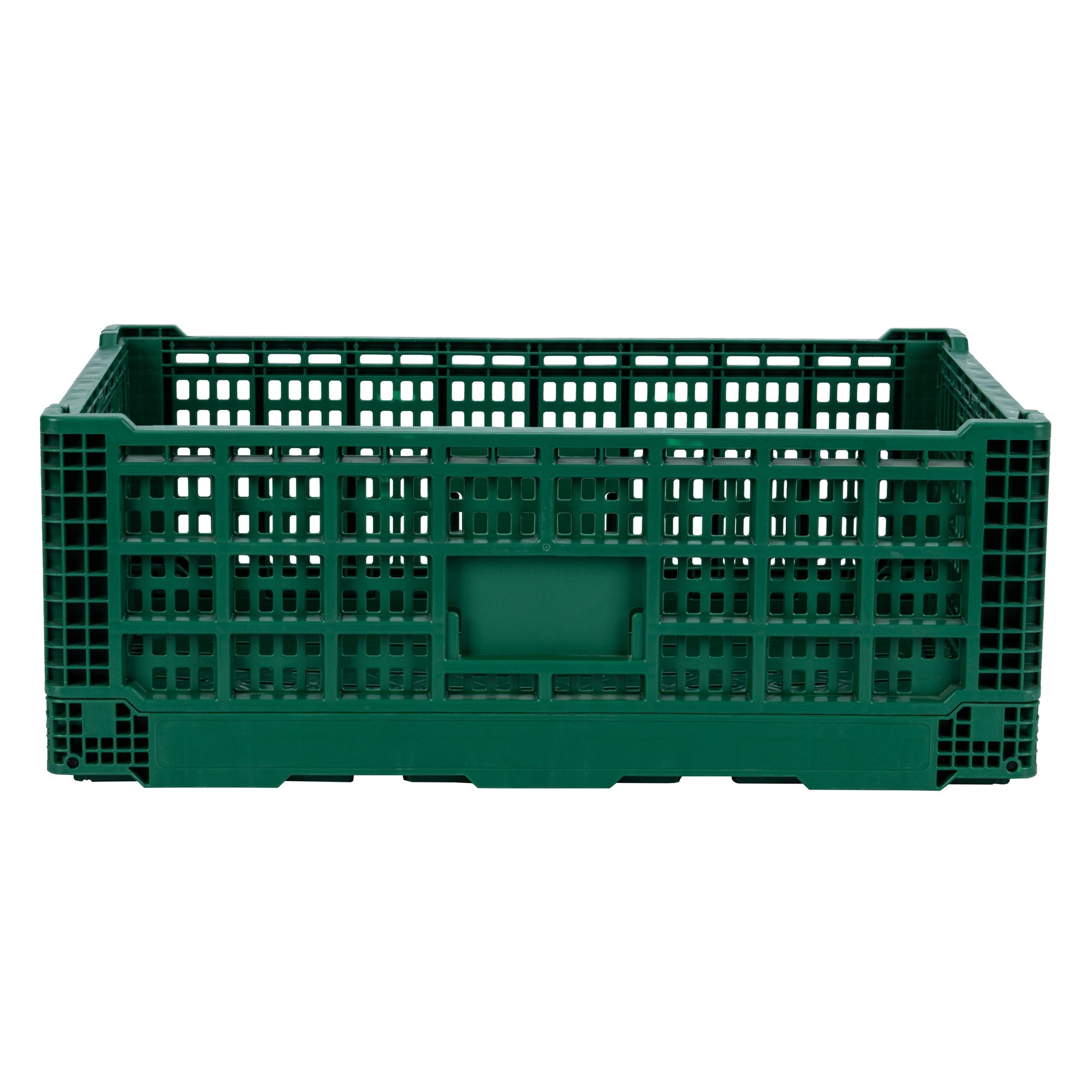 Cater Tek Rectangle Green Plastic 36L Collapsible Milk Crate - Stackable - 23 1/2" x 15 3/4" x 8 1/2" - 1 count box