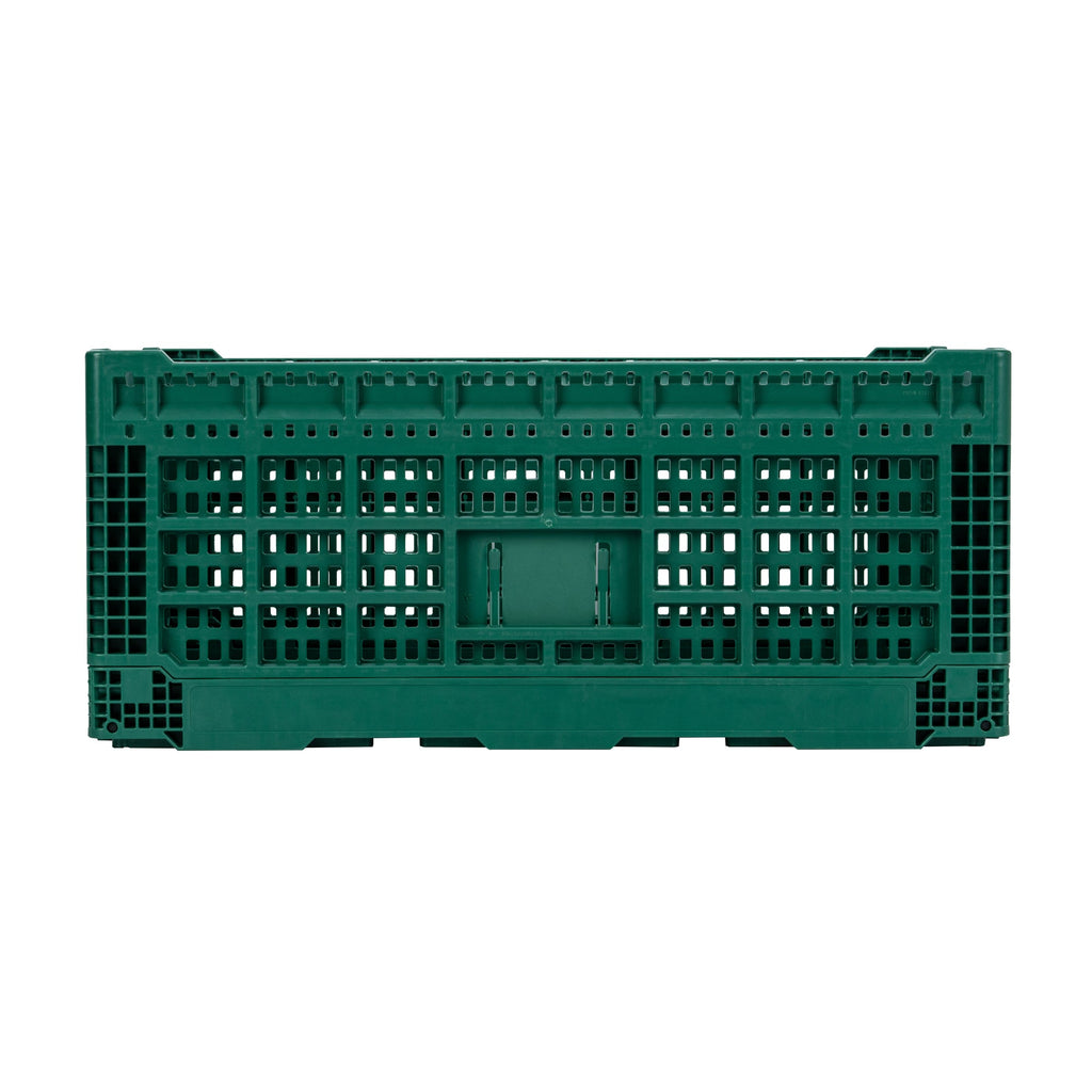 Cater Tek Rectangle Green Plastic 43L Collapsible Milk Crate - Stackable - 23 1/2" x 15 3/4" x 10 1/4" - 1 count box