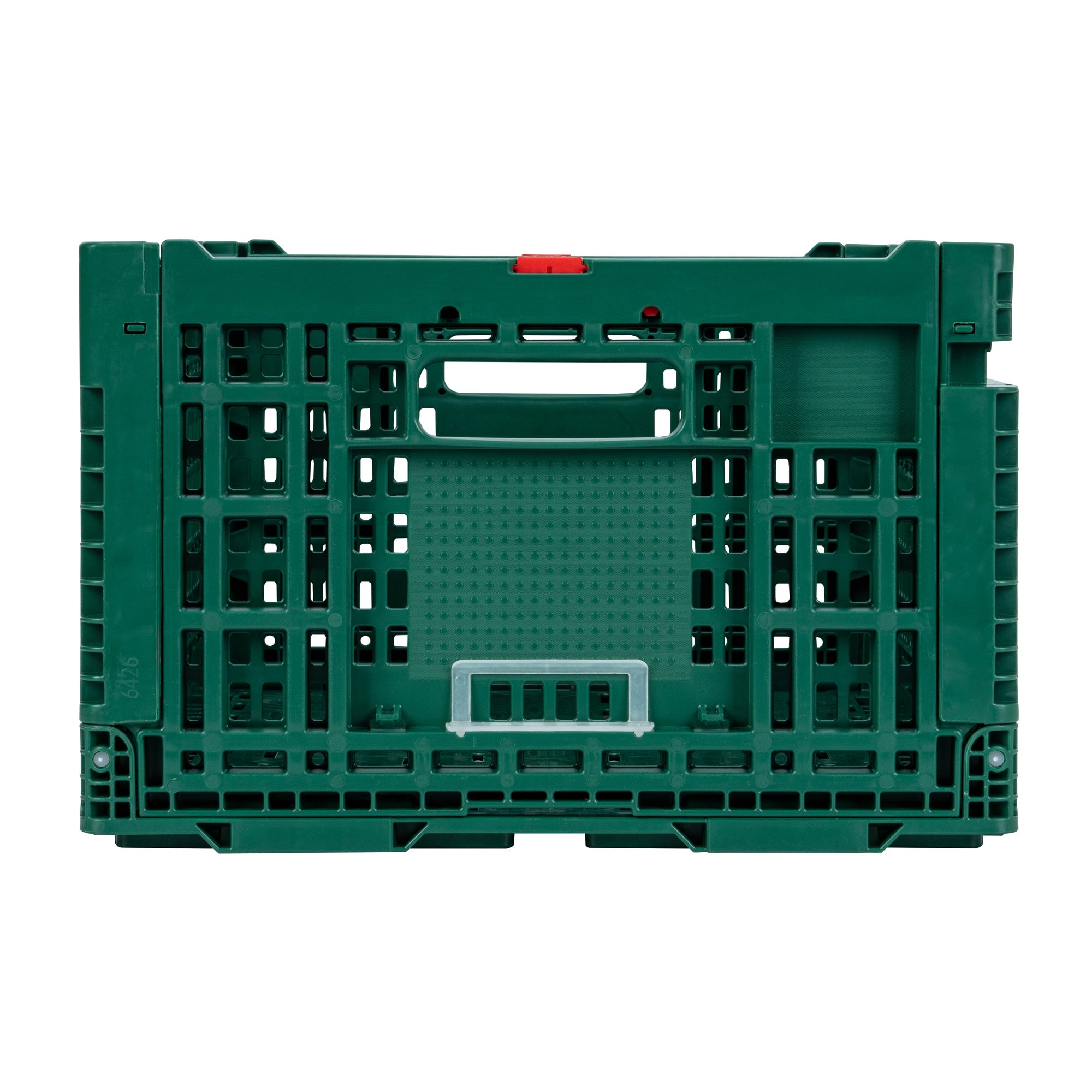 Cater Tek Rectangle Green Plastic 43L Collapsible Milk Crate - Stackable - 23 1/2" x 15 3/4" x 10 1/4" - 1 count box