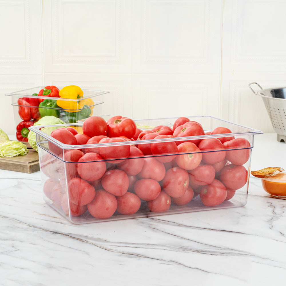 Met Lux Rectangle Clear Plastic Full Size Cold Food Storage Container - 8" Depth - 10 count box