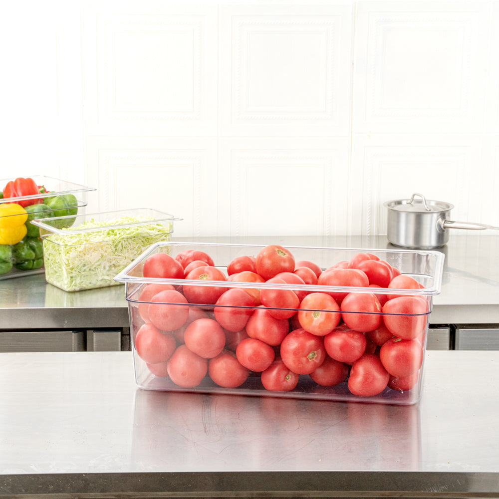 Met Lux Rectangle Clear Plastic Full Size Cold Food Storage Container - 8" Depth - 10 count box