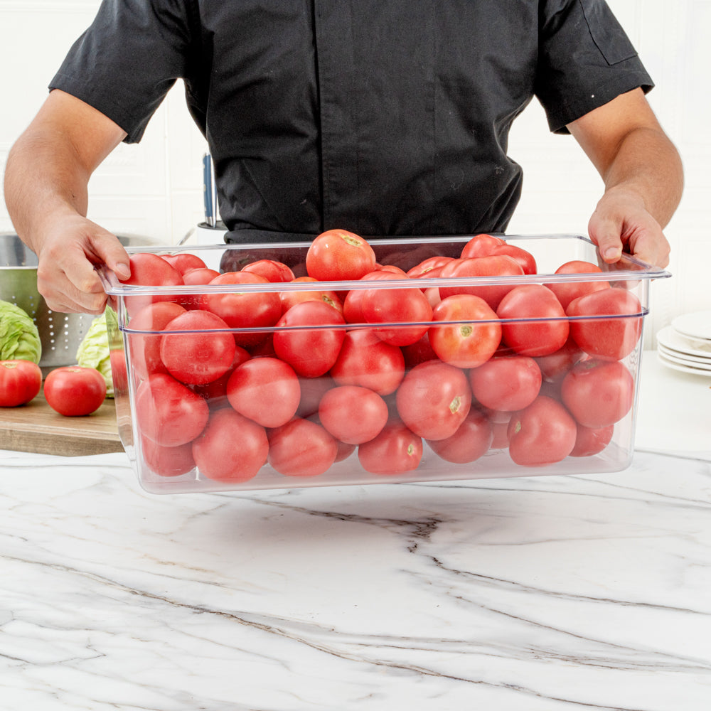 Met Lux Rectangle Clear Plastic Full Size Cold Food Storage Container - 8" Depth - 10 count box