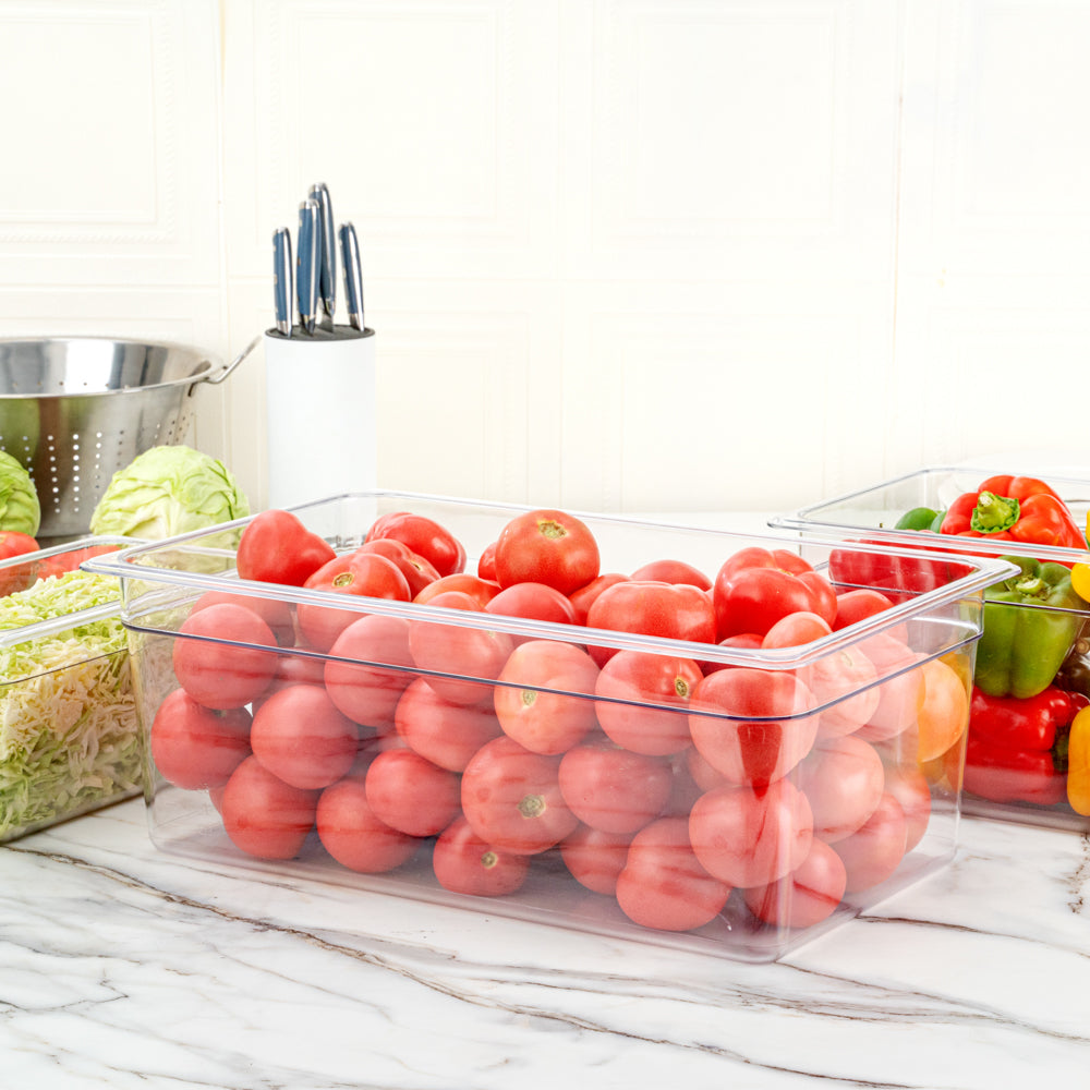 Met Lux Rectangle Clear Plastic Full Size Cold Food Storage Container - 8" Depth - 10 count box