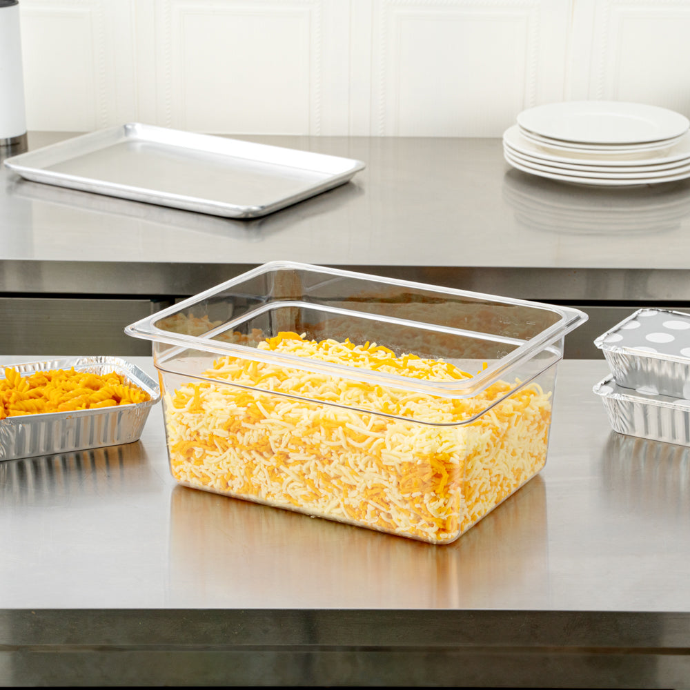 Met Lux Rectangle Clear Plastic 1/2 Size Cold Food Storage Container - 6" Depth - 10 count box