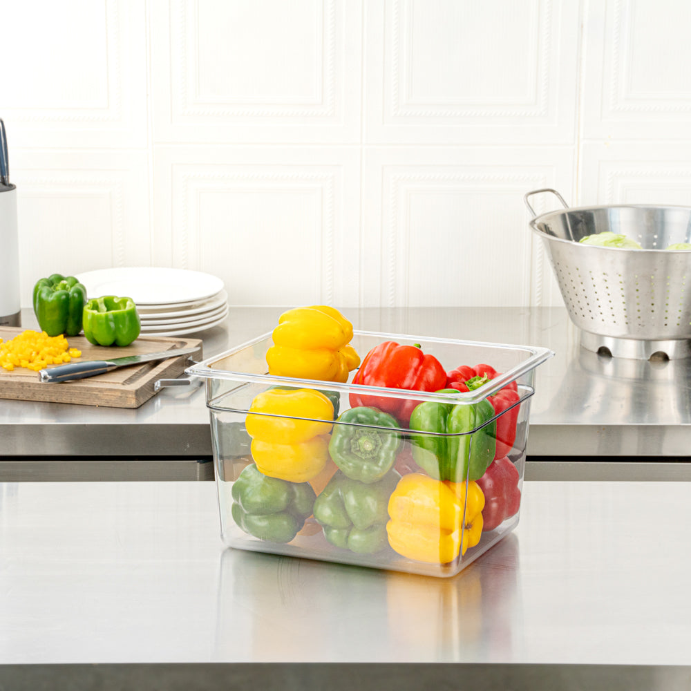 Met Lux Rectangle Clear Plastic 1/2 Size Cold Food Storage Container - 8" Depth - 1 count box
